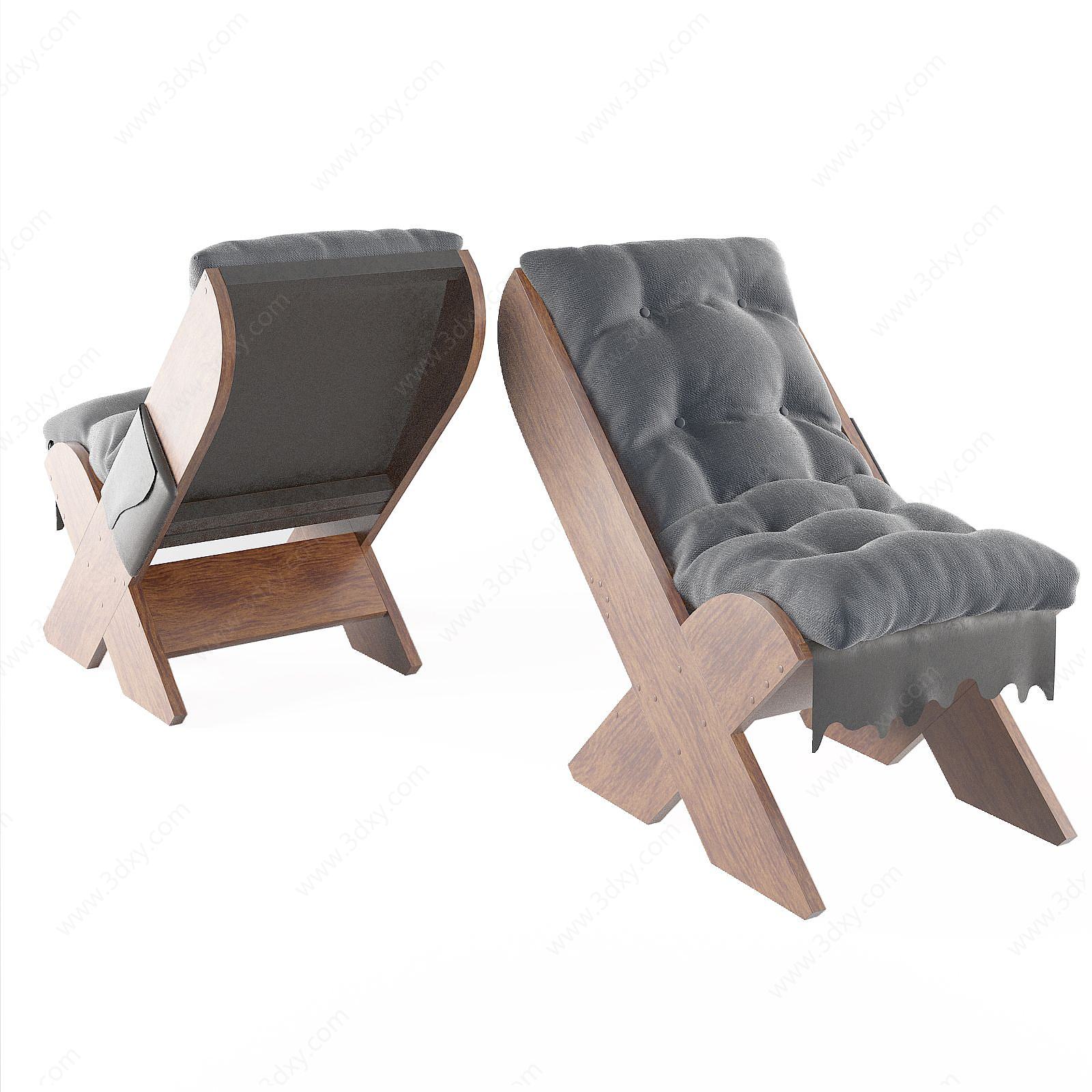 现代面包式半躺椅3D模型