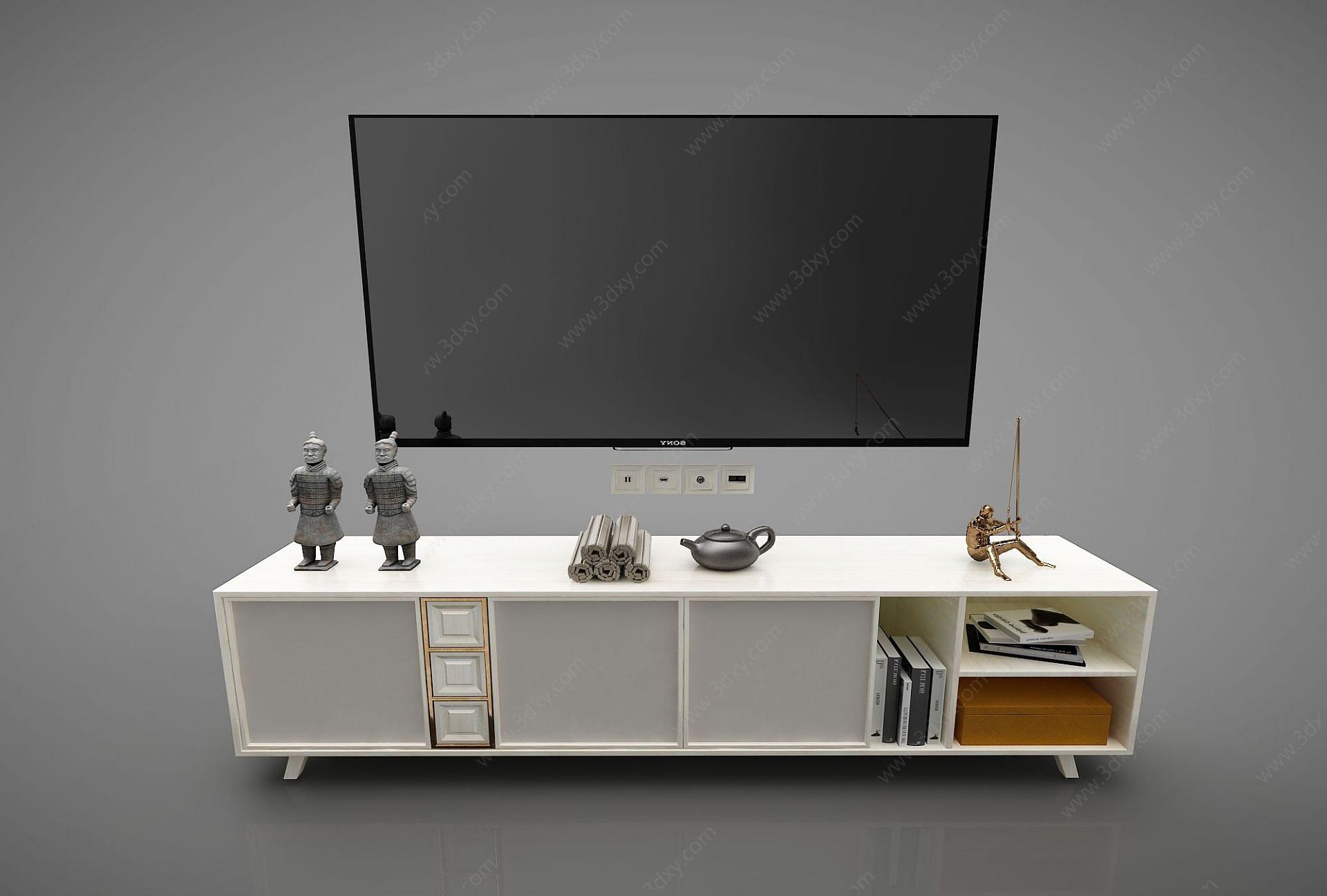 电视柜及电视3D模型