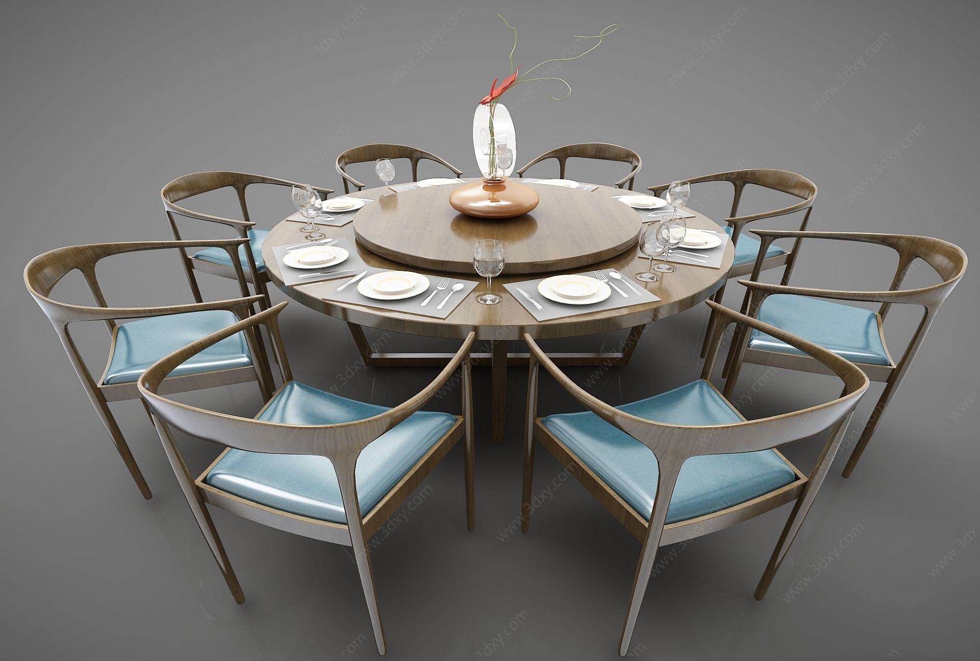 圆形餐桌3D模型