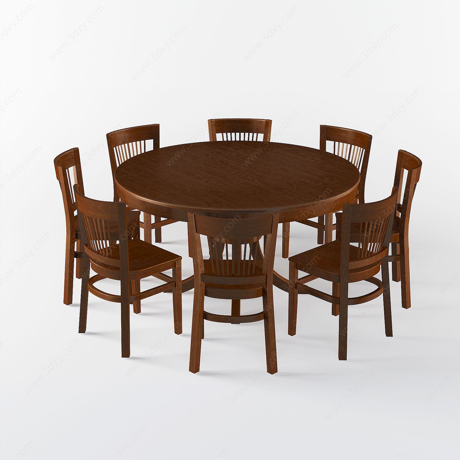现代家具实木餐桌椅3D模型