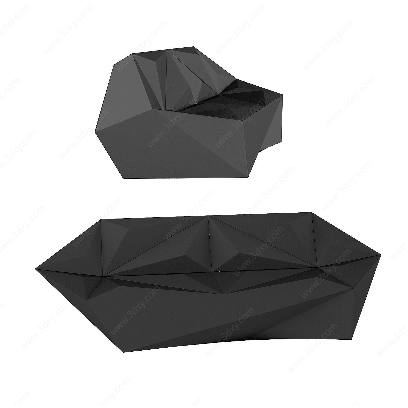 后现代钻石双人沙发3D模型
