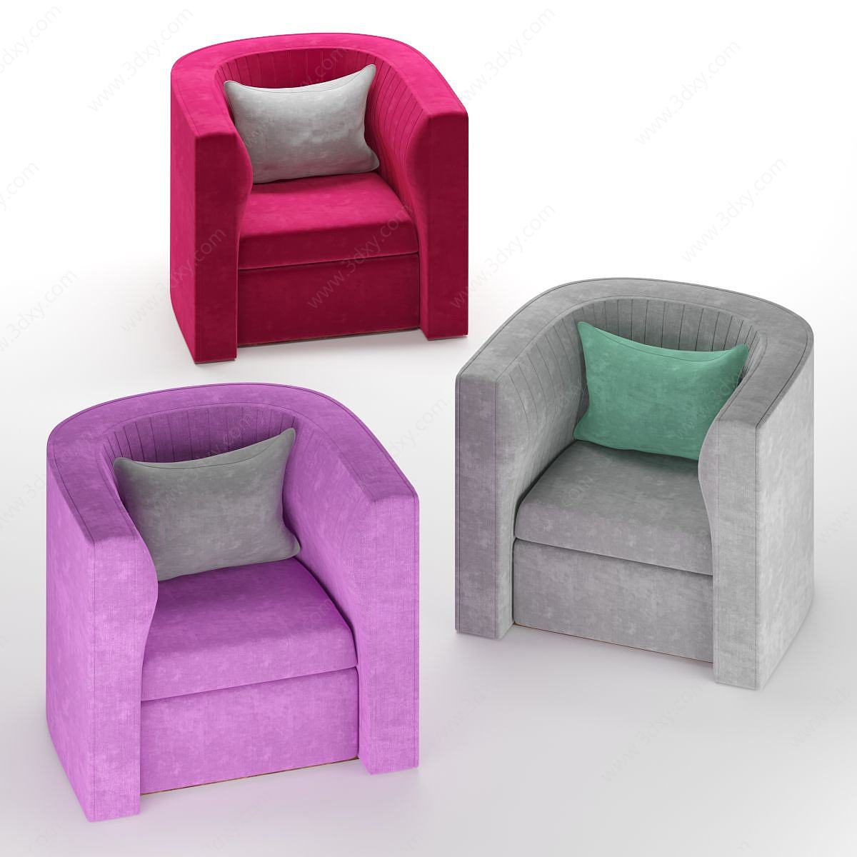 现代单人简约色椅3D模型