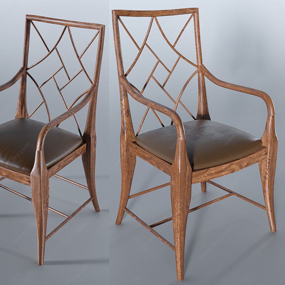 现代木网单椅3D模型