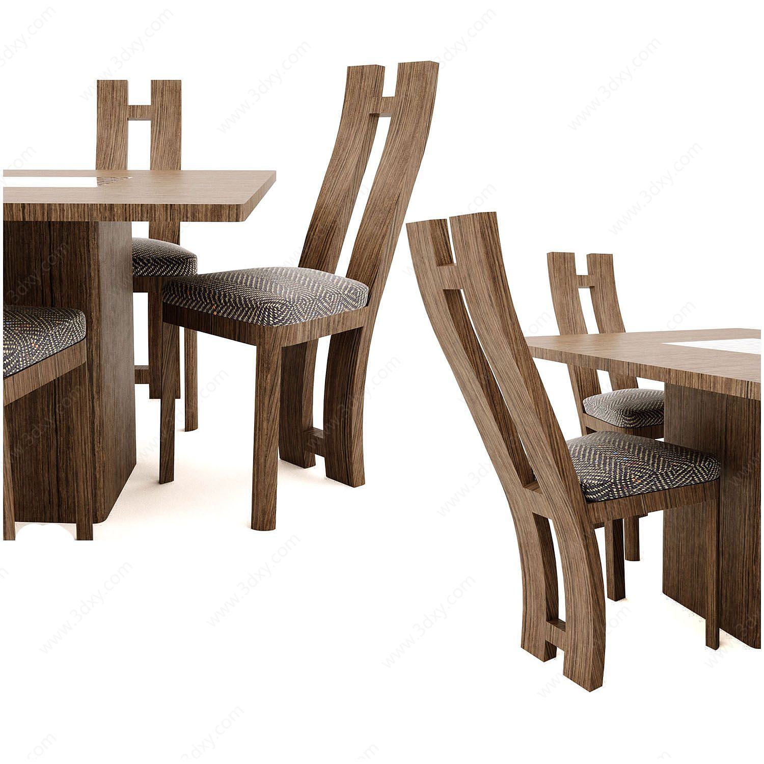 现代设计感桌椅组合3D模型