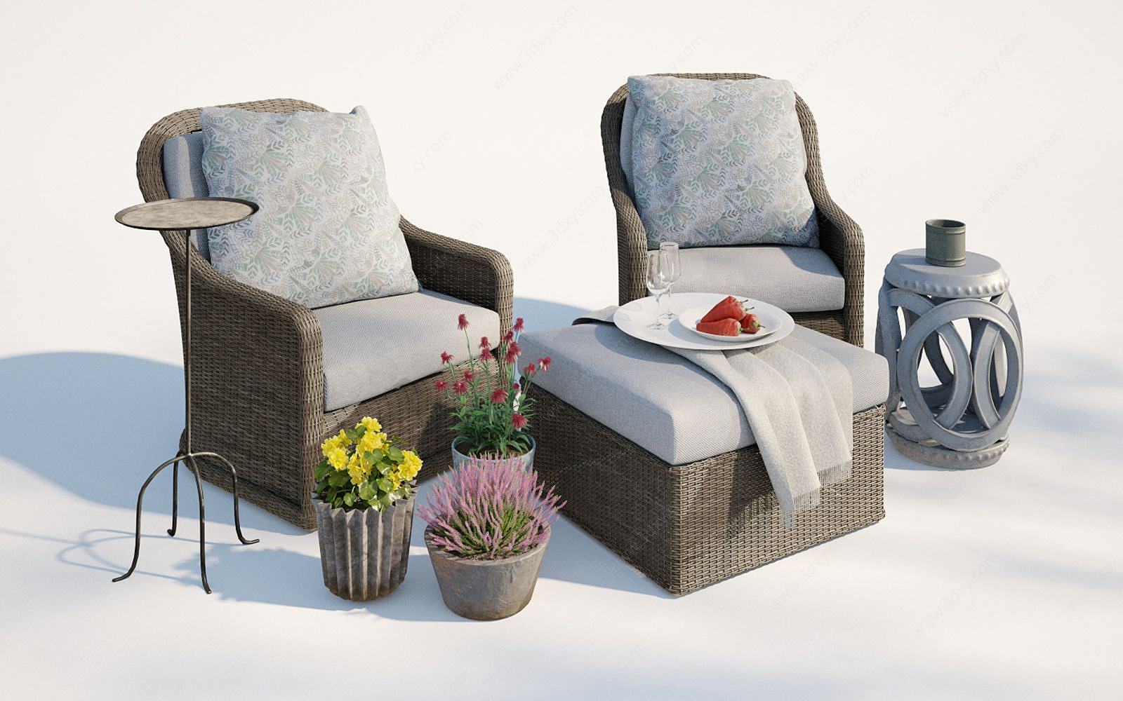 现代户外庭院休闲椅3D模型