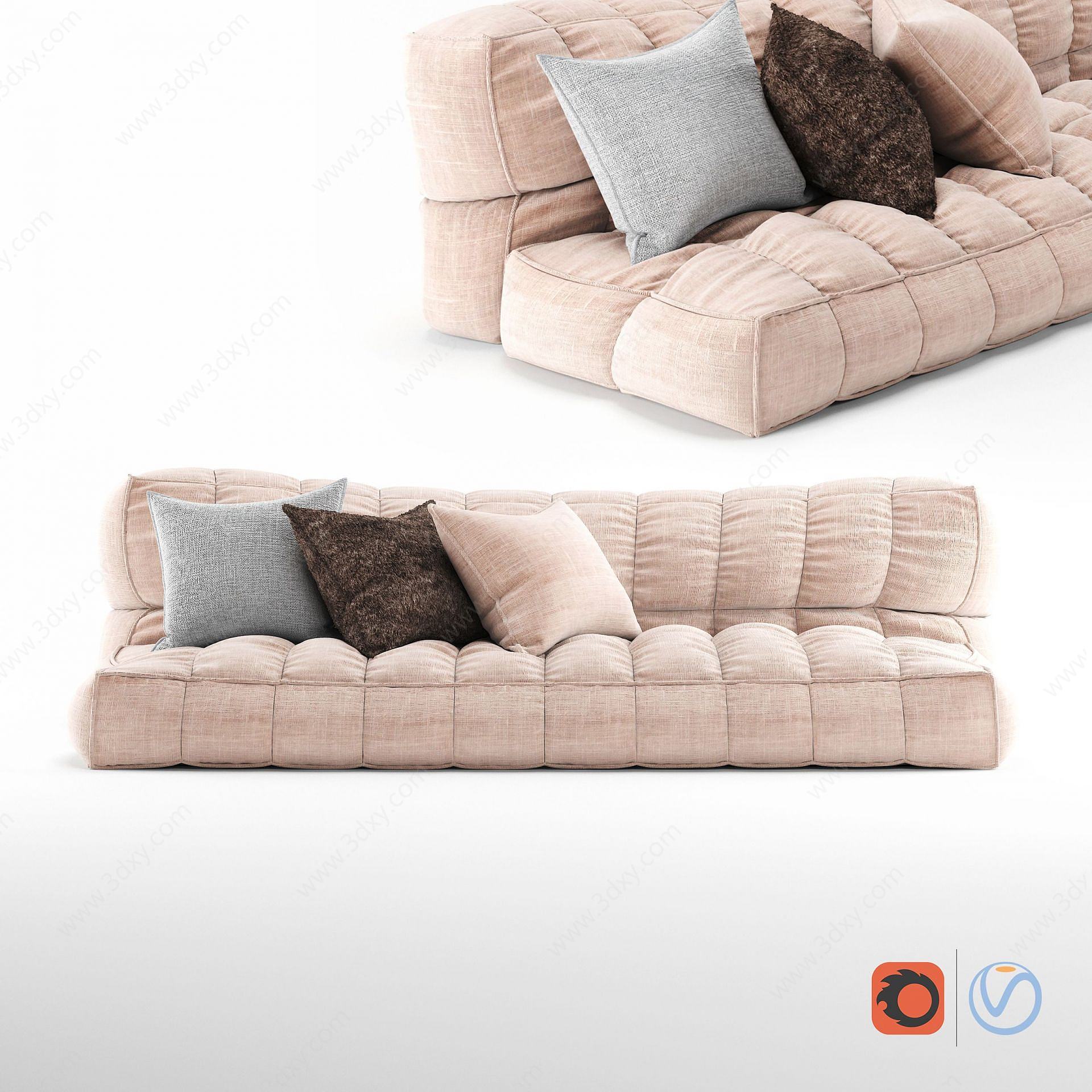 现代榻榻米式懒人沙发抱枕3D模型
