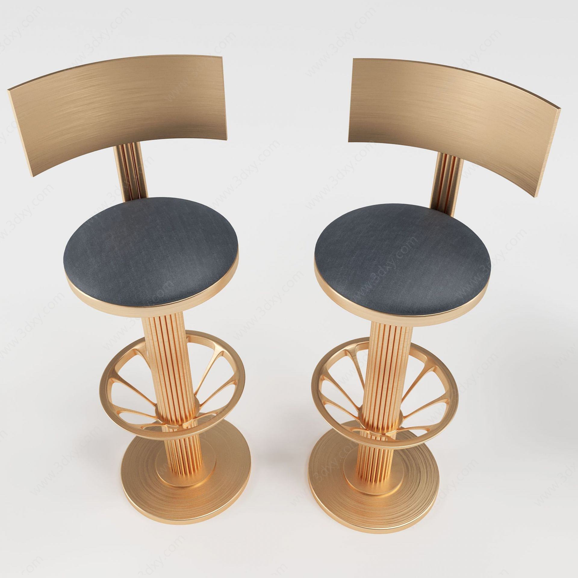 现代金属质感吧椅3D模型
