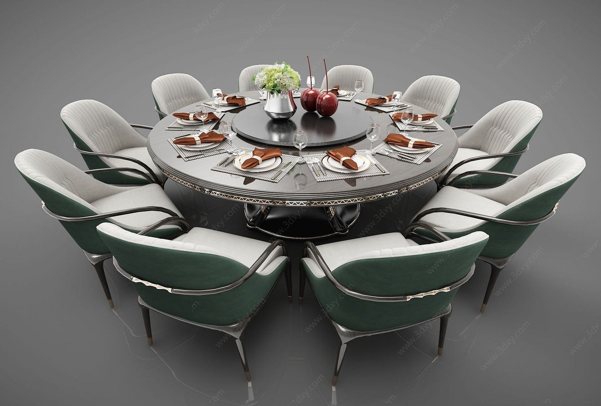 饭店圆形餐桌3D模型