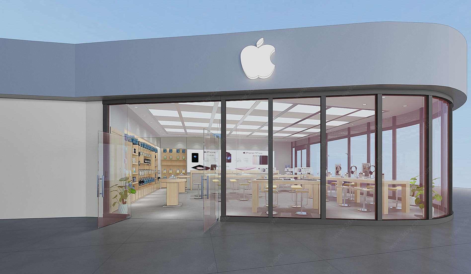 门头招牌苹果体验店3D模型