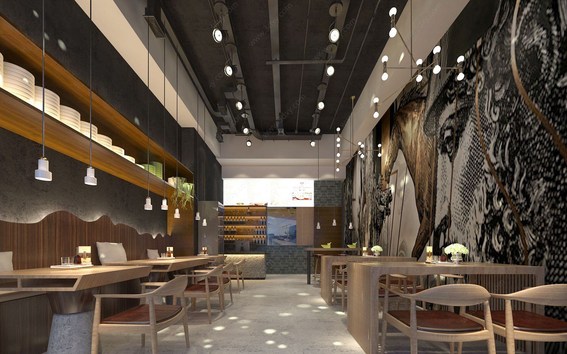 现代风格快餐店3D模型