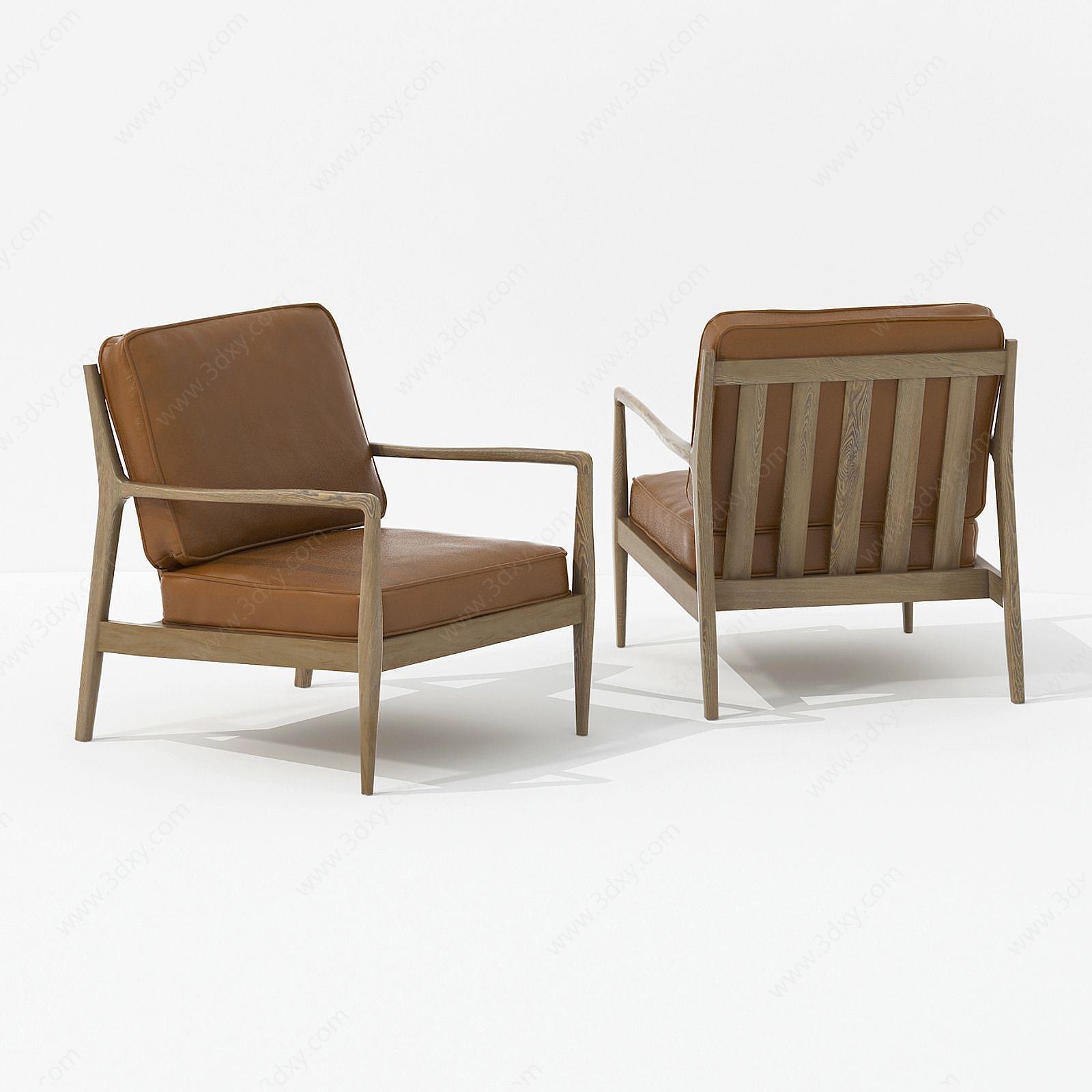 新中式休闲布艺木质组合椅3D模型