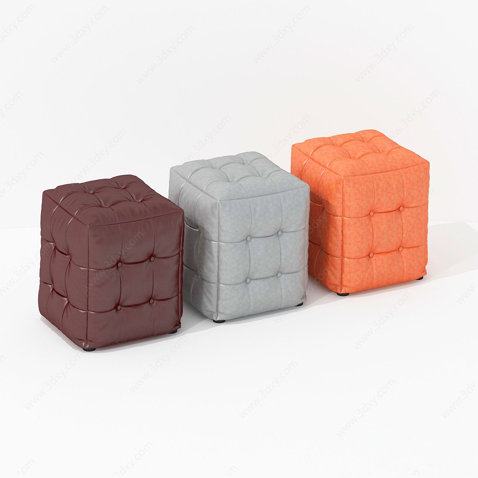 法式布艺小方凳3D模型