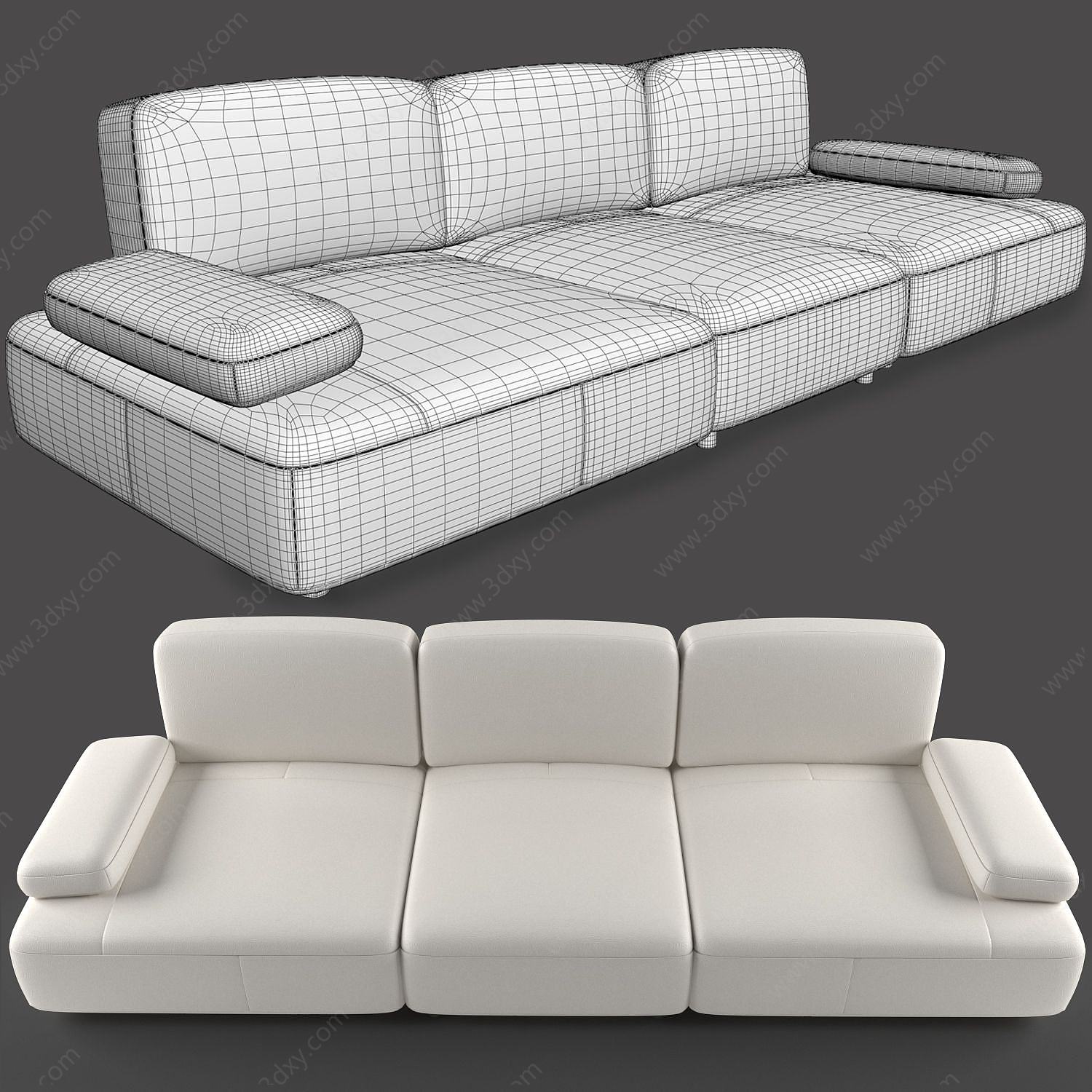 现代休闲三人沙发3D模型