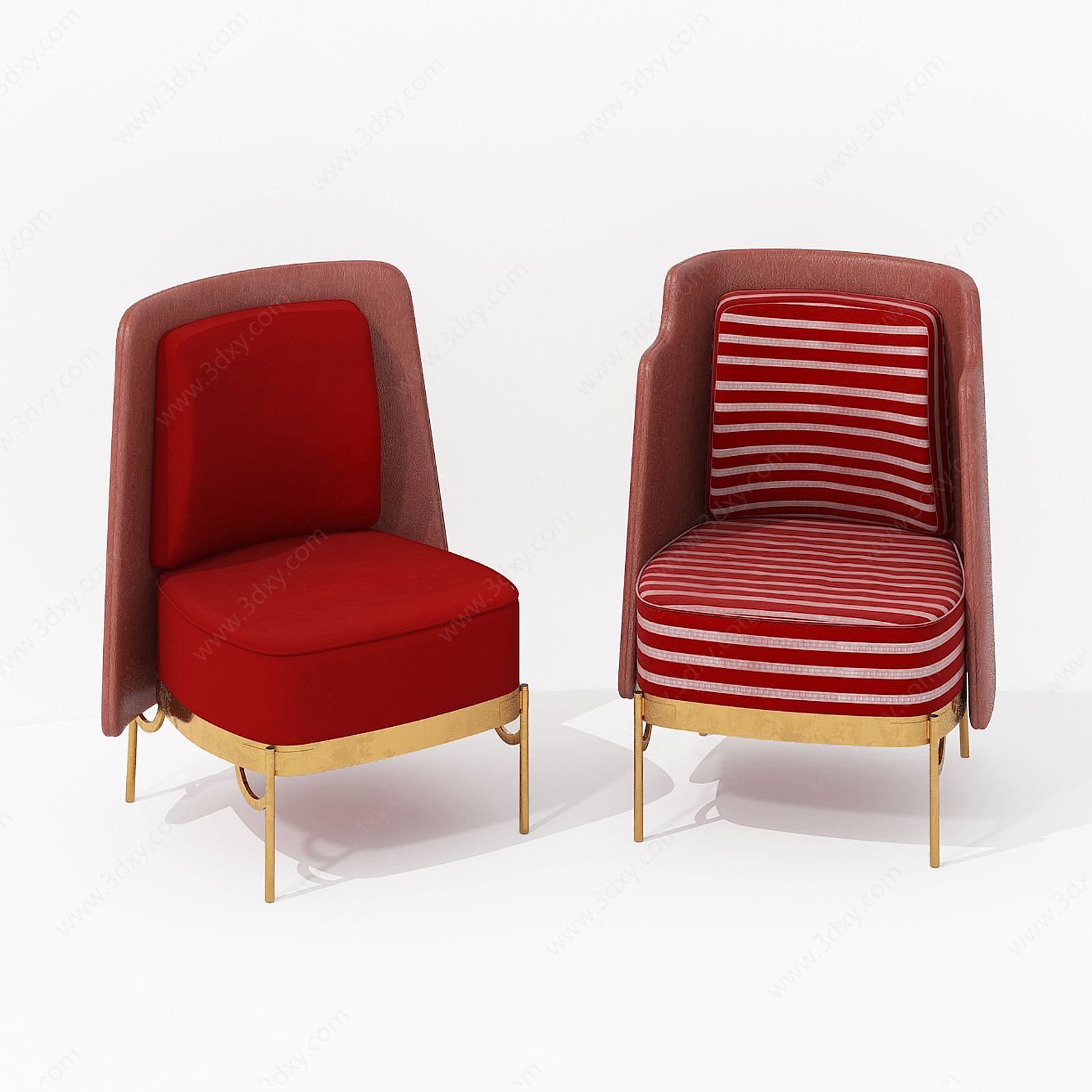 现代红色休闲椅3D模型
