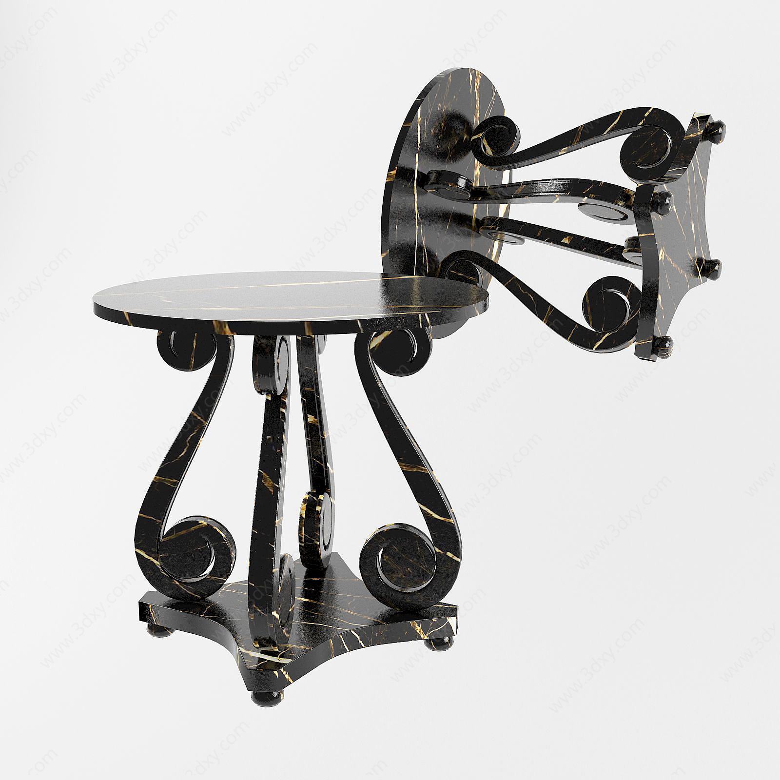现代卷尾巴休闲圆桌3D模型