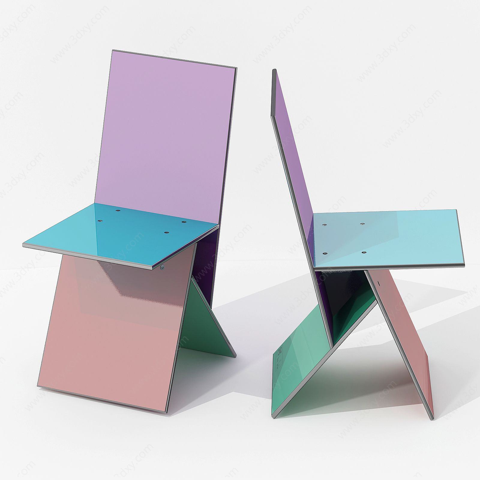 现代彩色休闲靠椅3D模型