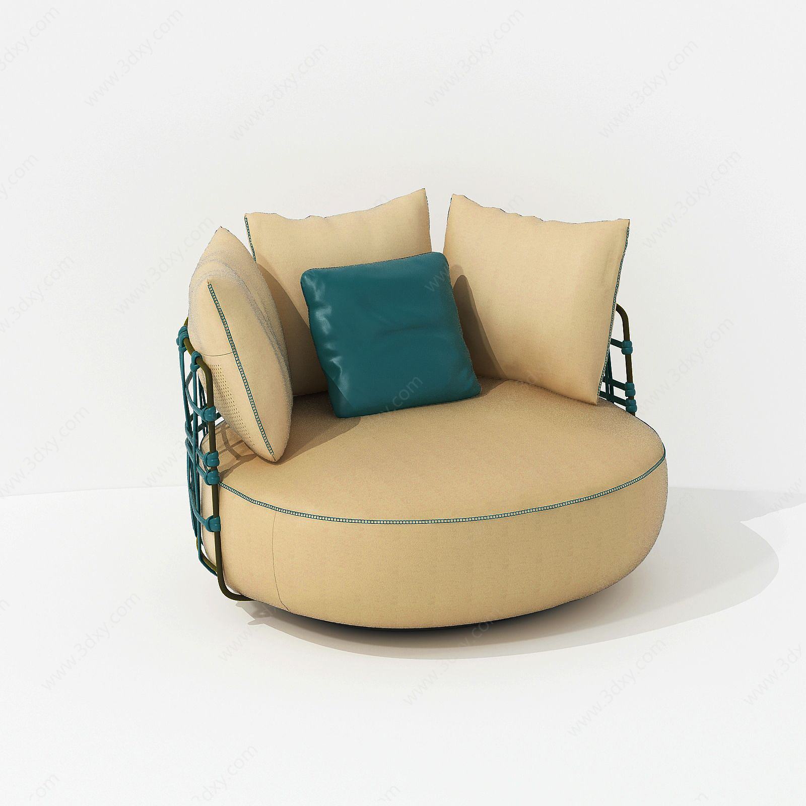 现代圆形单人休闲沙发3D模型