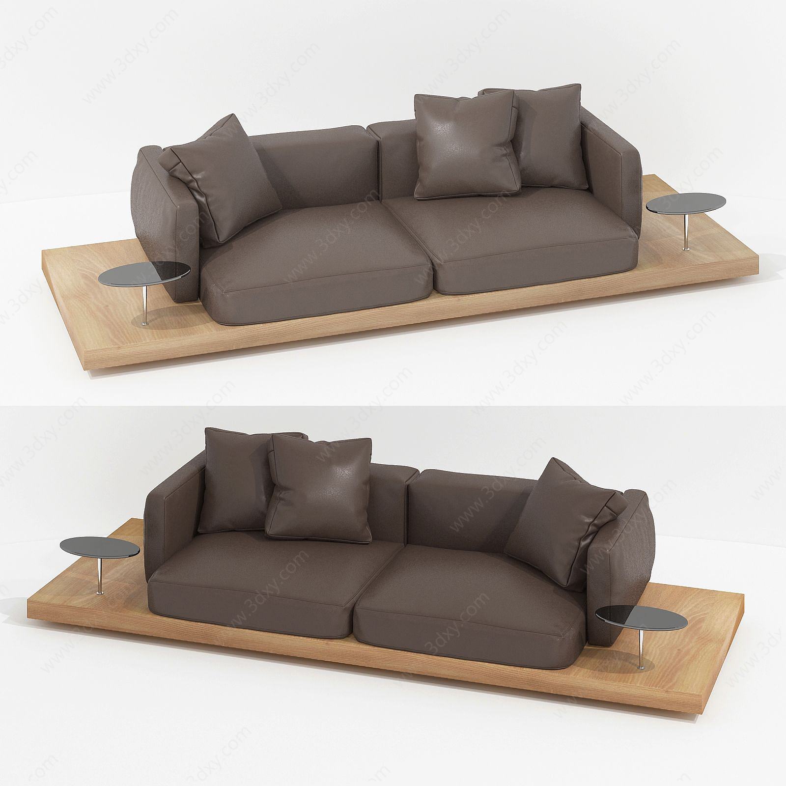 现代休闲双人沙发棉布沙发3D模型