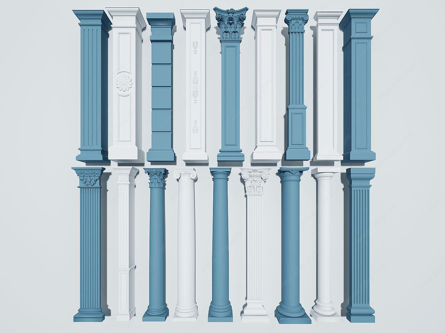 雕像柱子3D模型