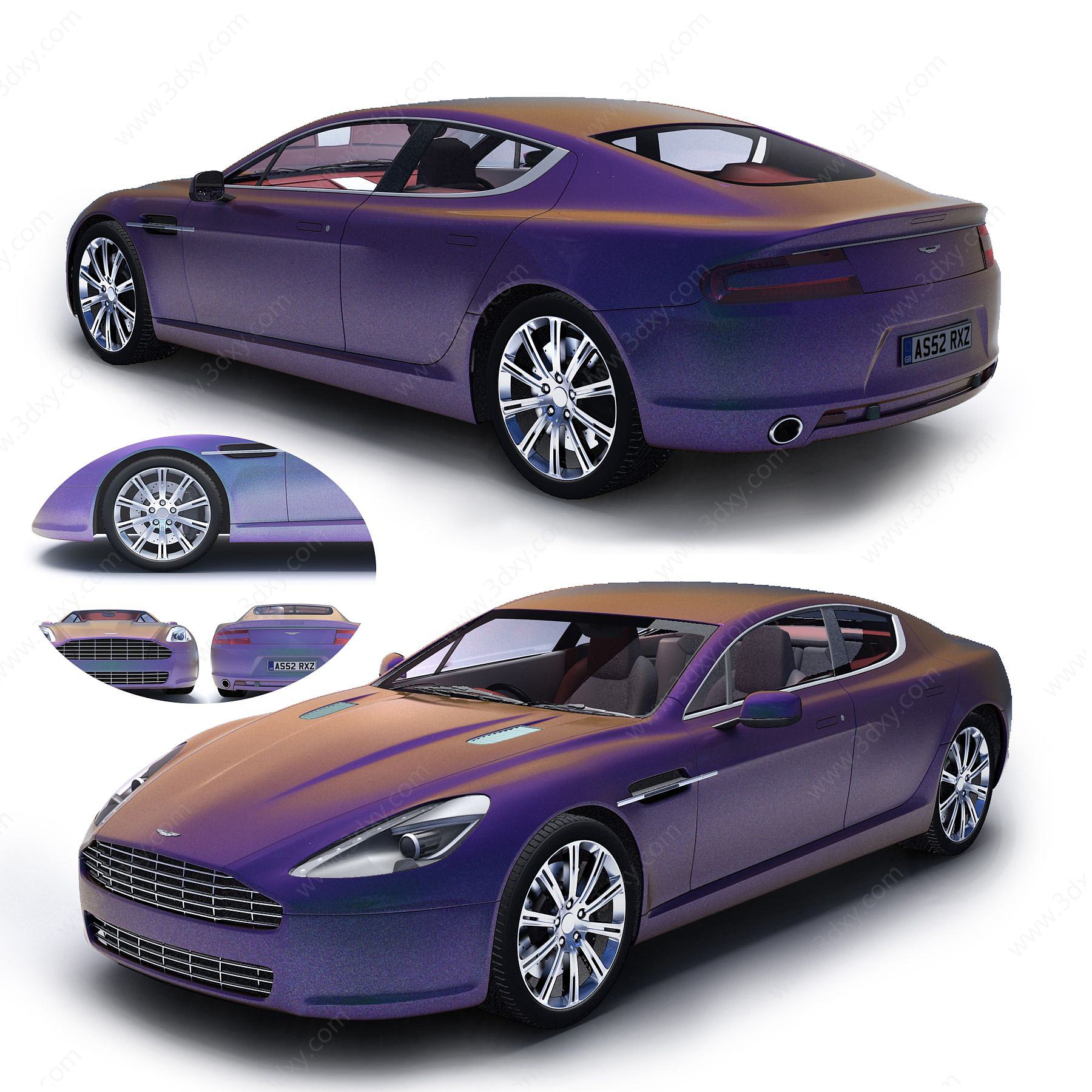 现代紫色汽车模型3D模型