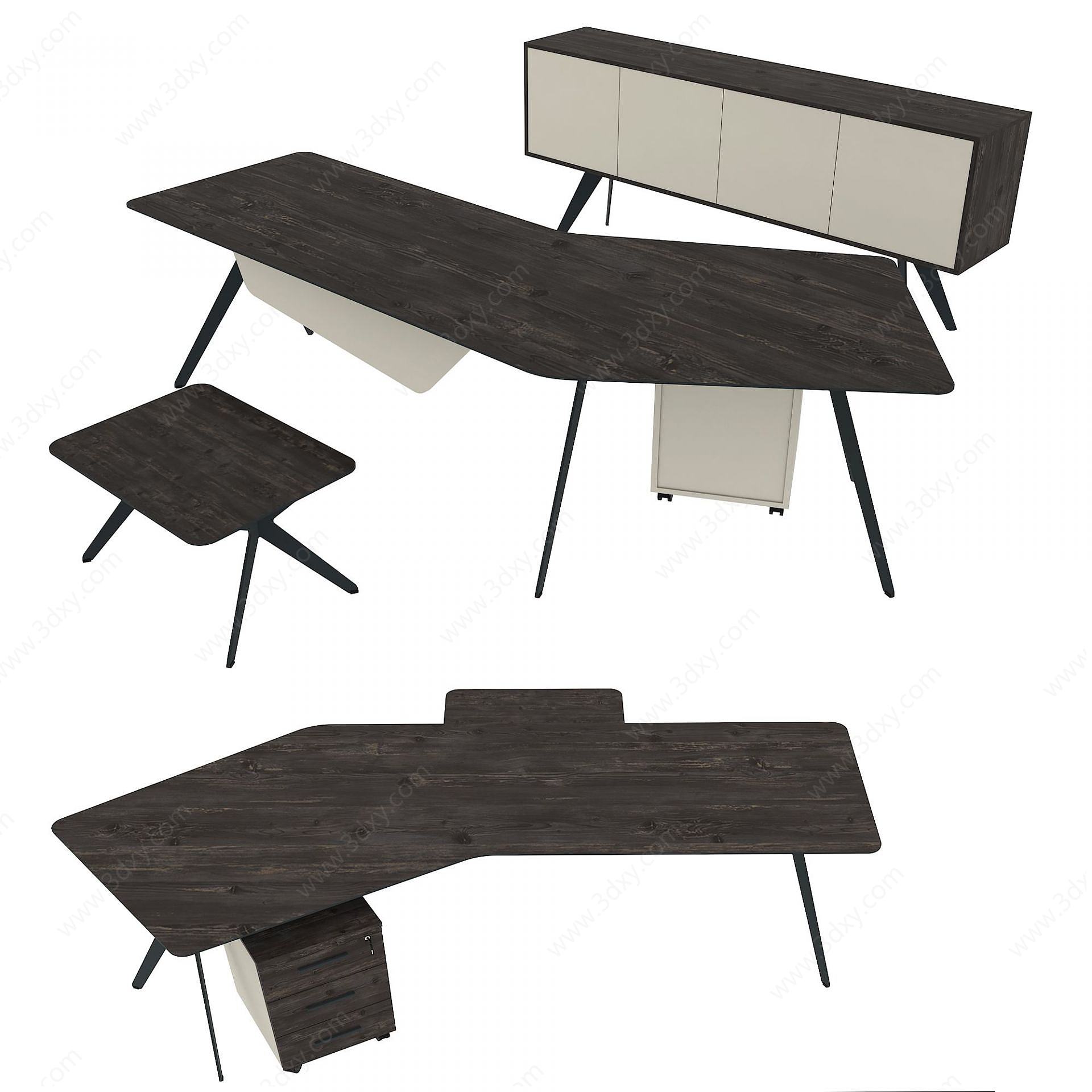 现代简易办公椅桌3D模型