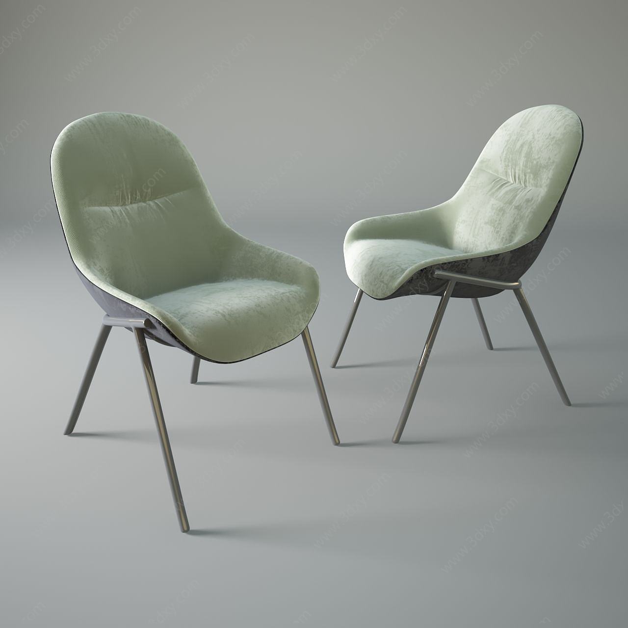 美式休闲绒面单椅3D模型