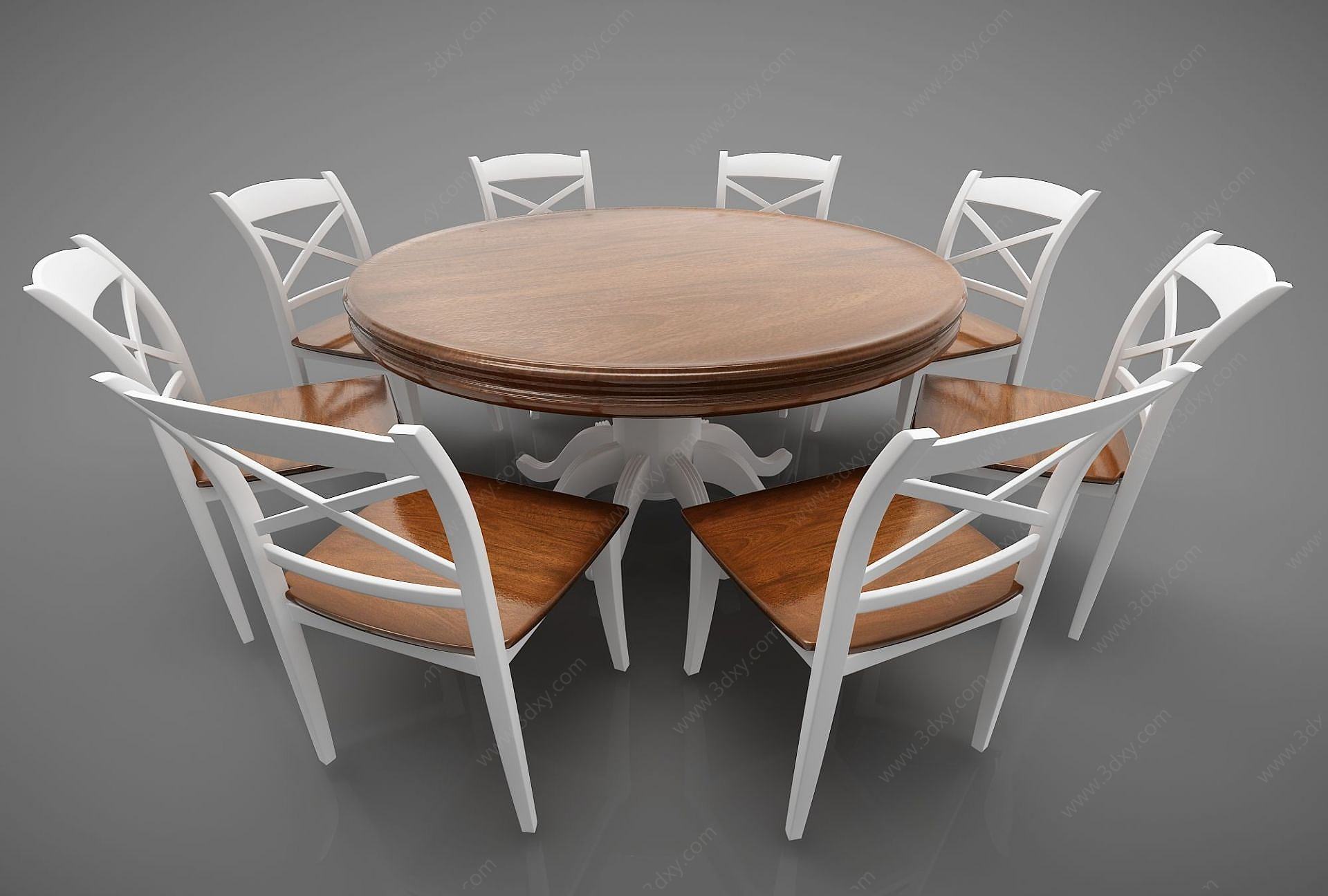 简约圆餐桌3D模型