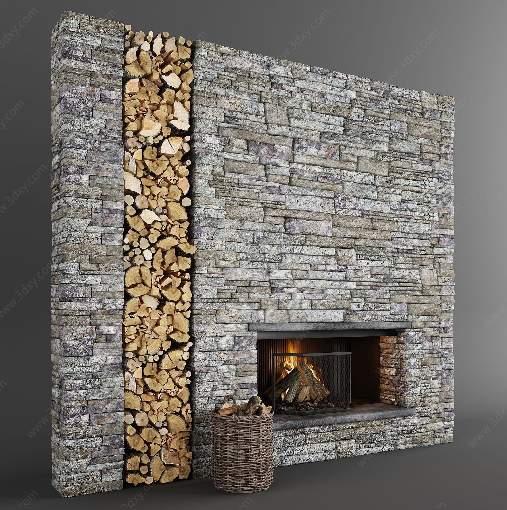 木头背景墙3D模型