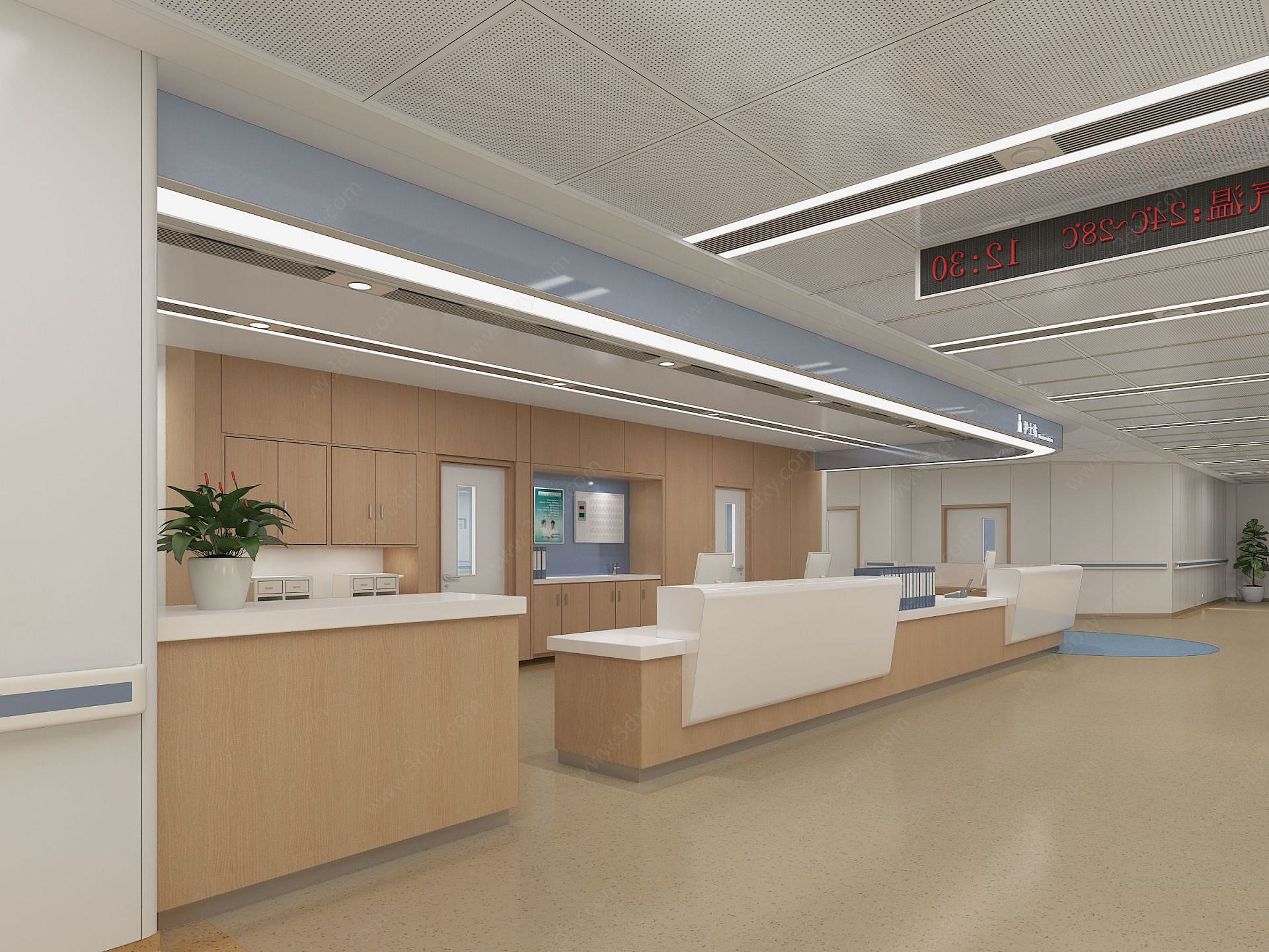 现代医院护士站3D模型
