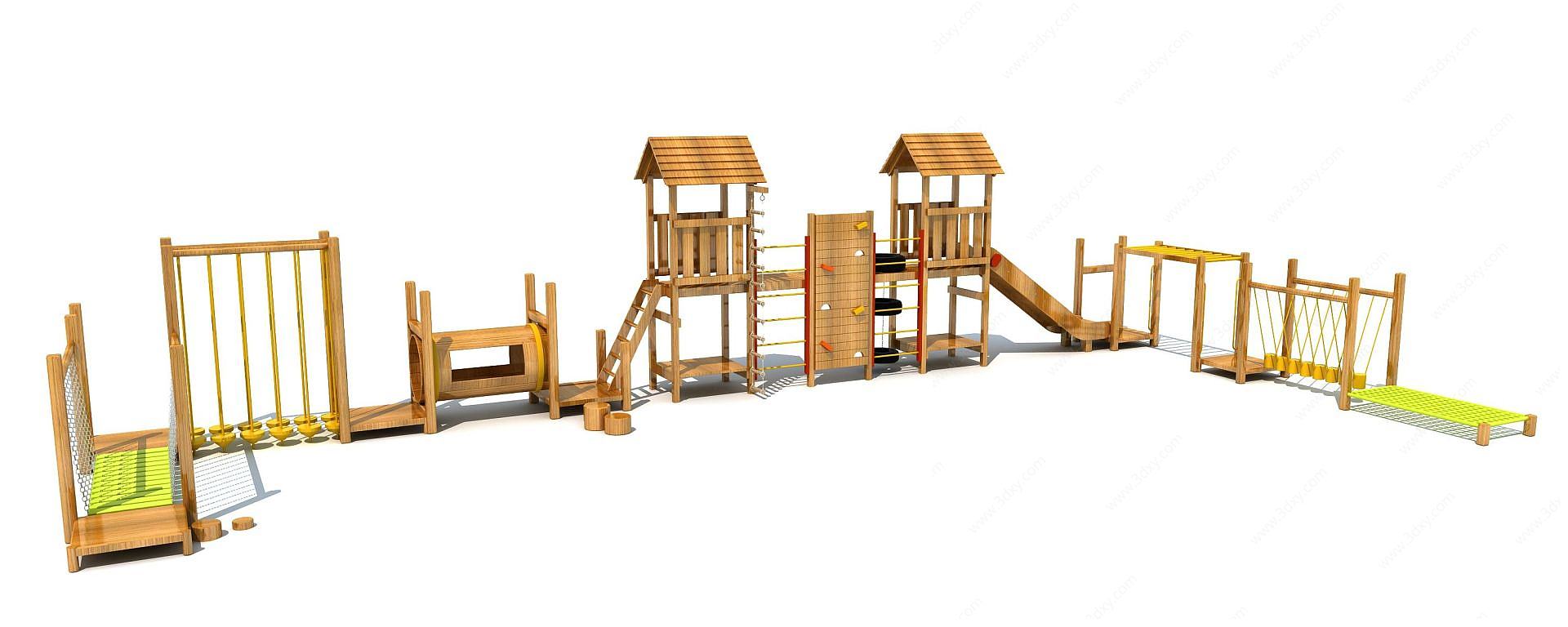 木质滑梯攀爬3D模型