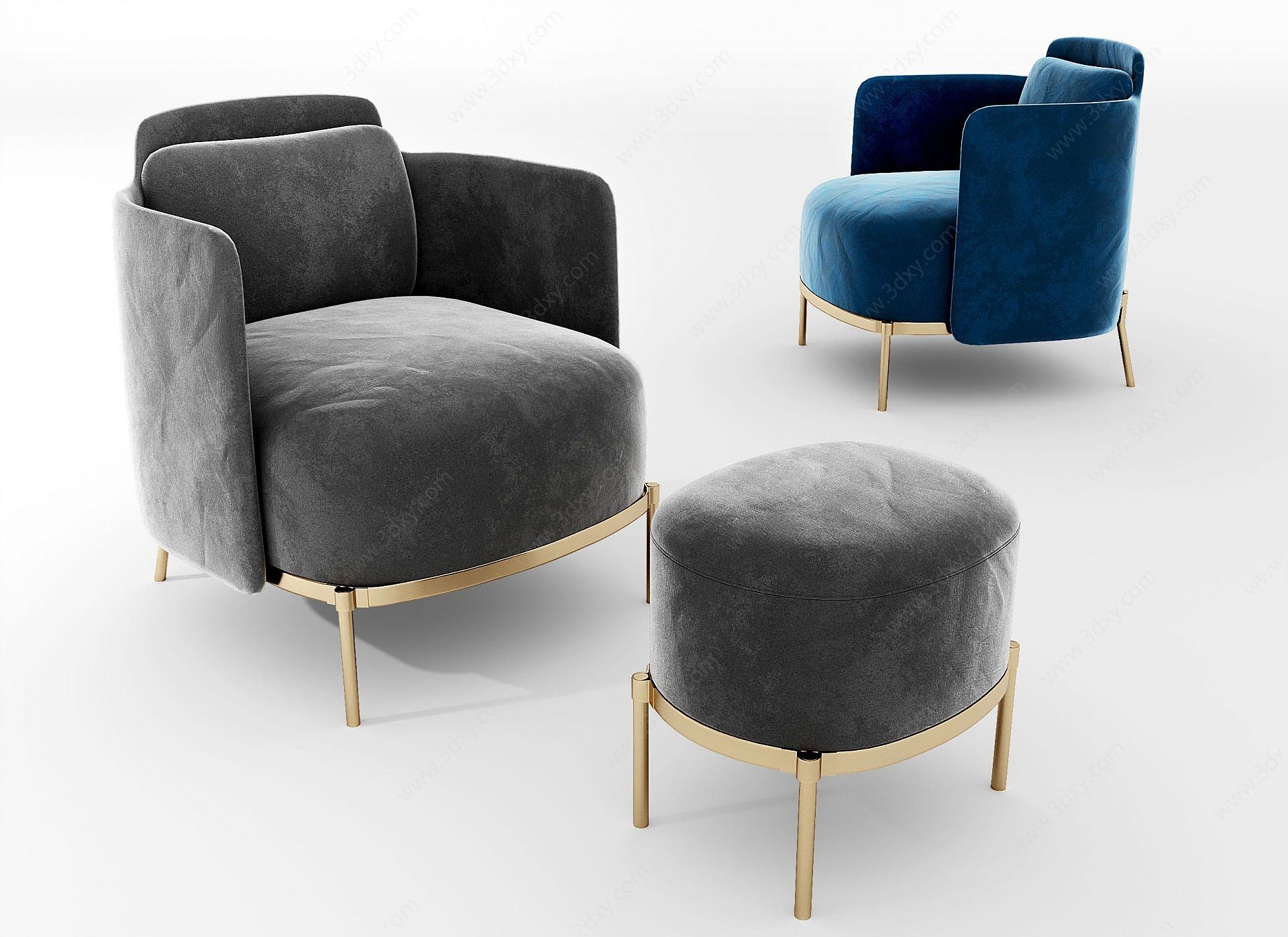 现代绒布沙发椅3D模型