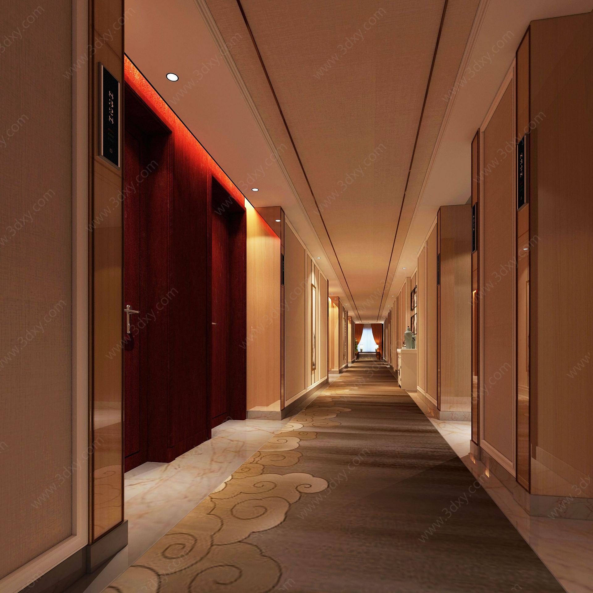 中式风格走廊3D模型