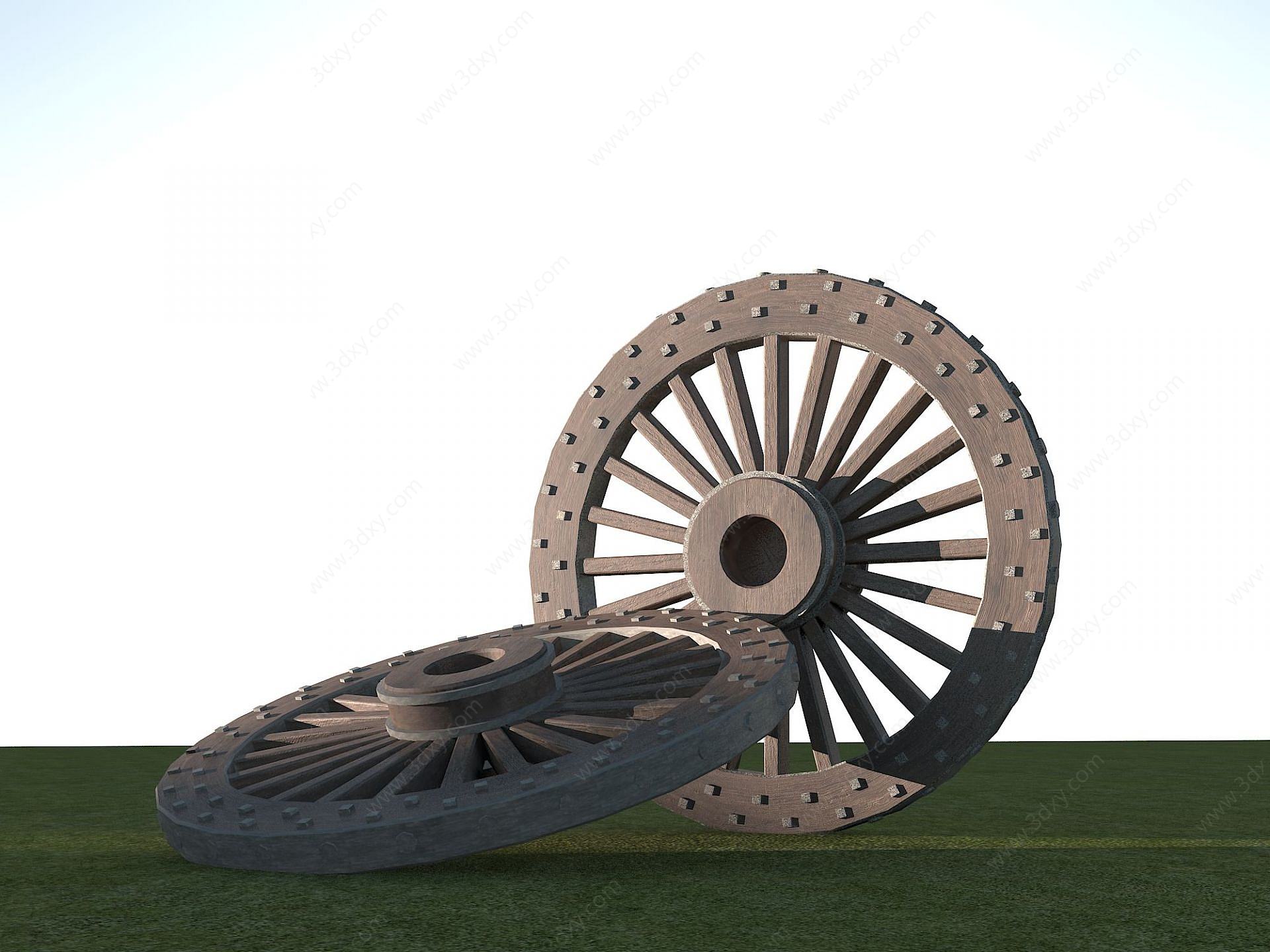 古代马车车轮3D模型