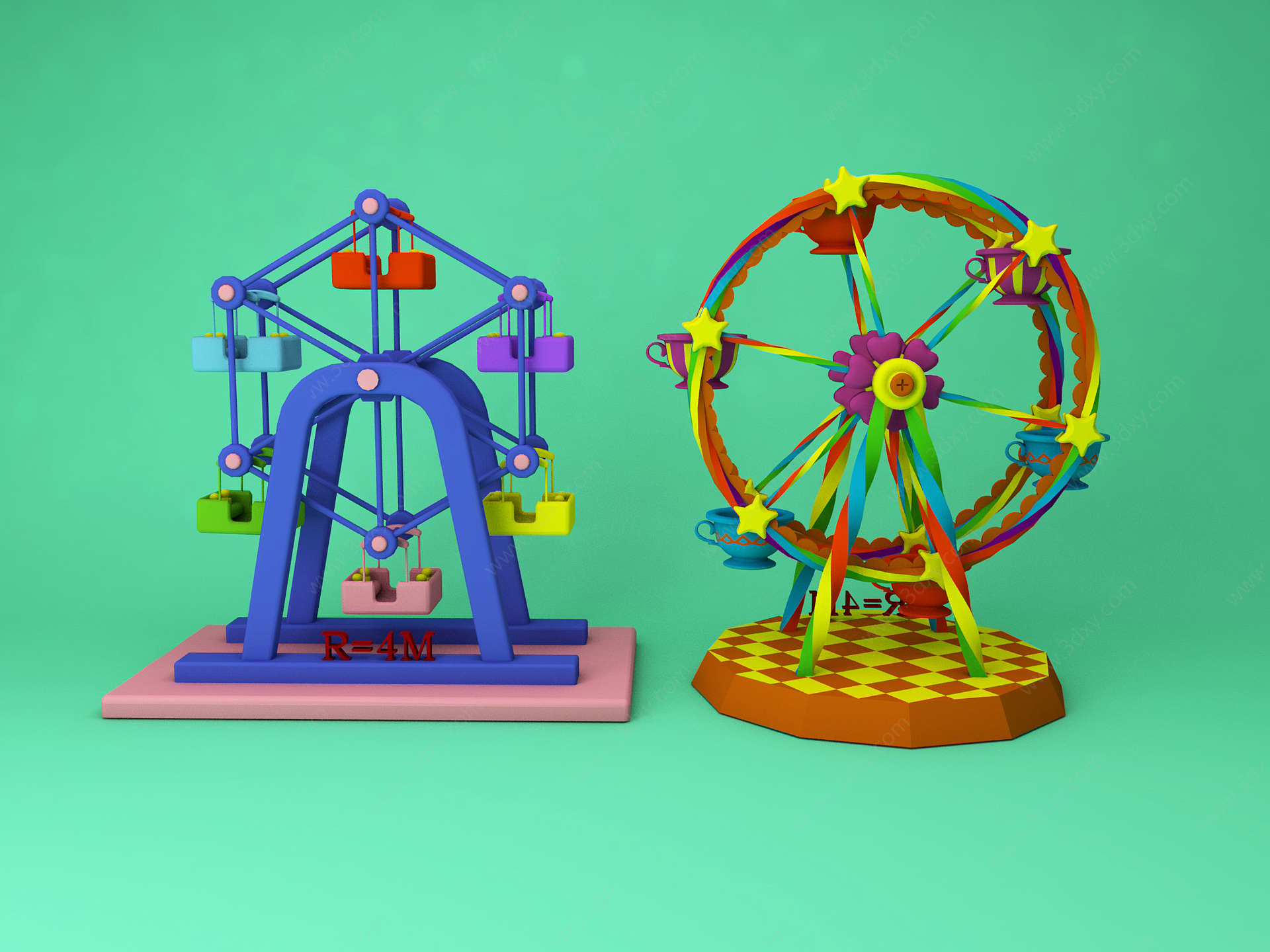 现代摩天轮儿童游乐设施3D模型