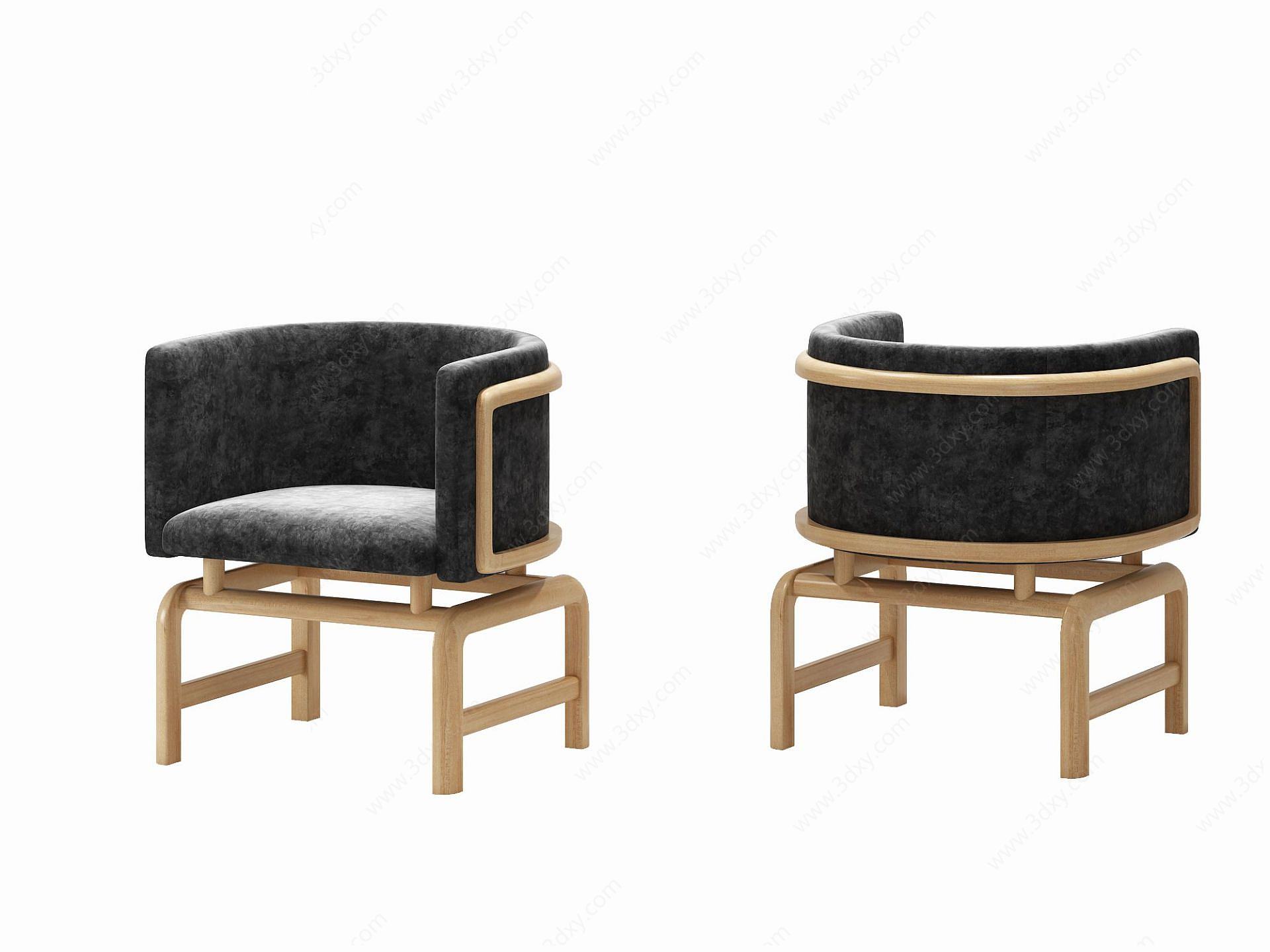 现代木质休闲椅3D模型