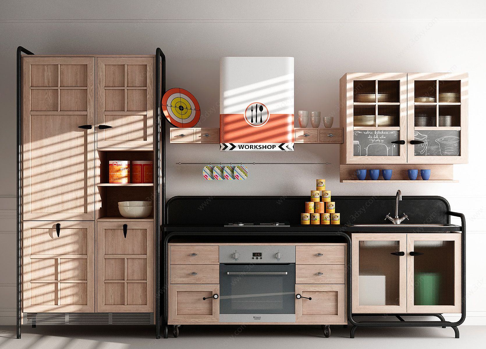 现代橱柜厨具柜门3D模型