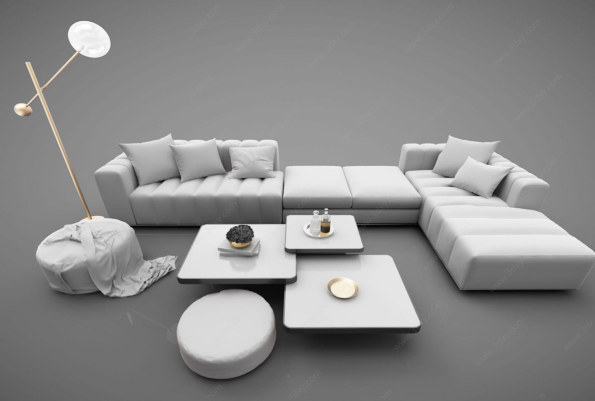 现代风格沙发组合3D模型