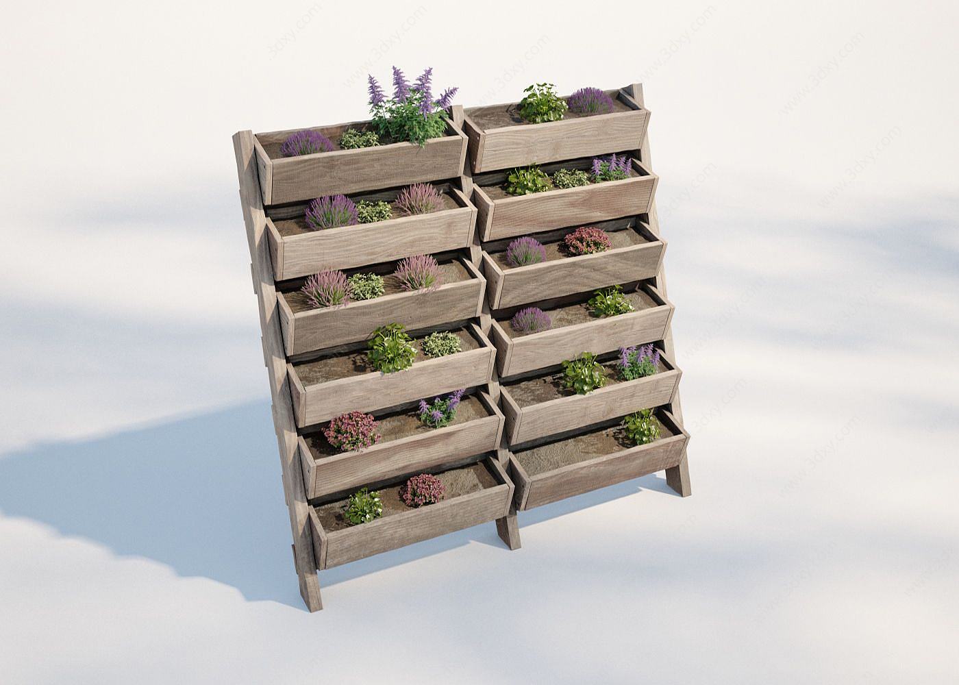 现代户外植物盆栽架3D模型