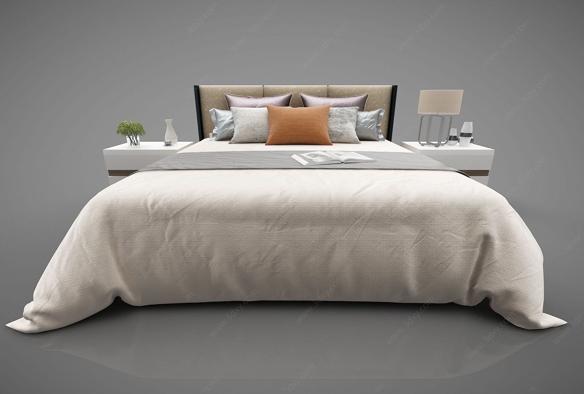 现代床3D模型