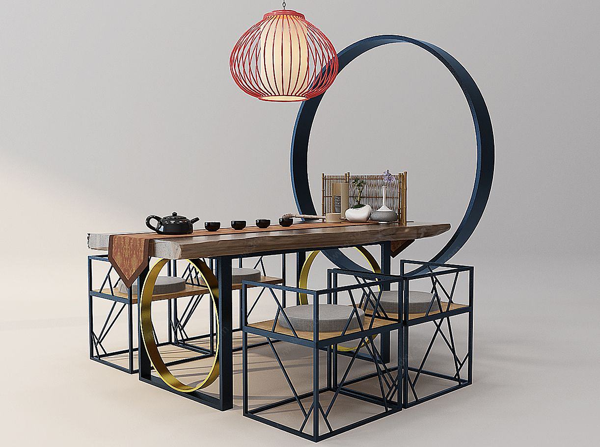 茶楼茶桌椅3D模型
