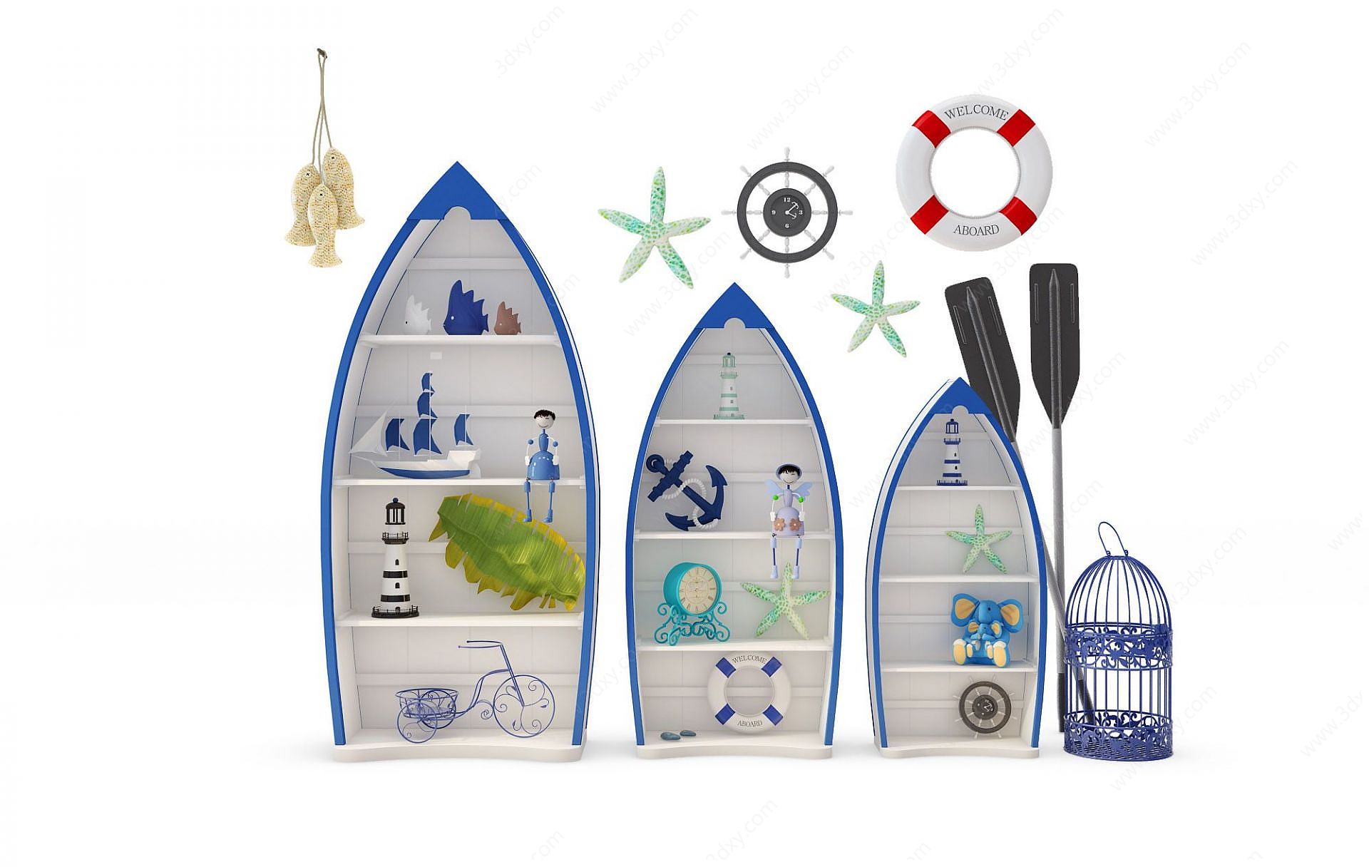 地中海船形儿童装饰柜3D模型