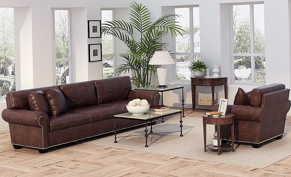 美式客厅美式沙发茶几3D模型