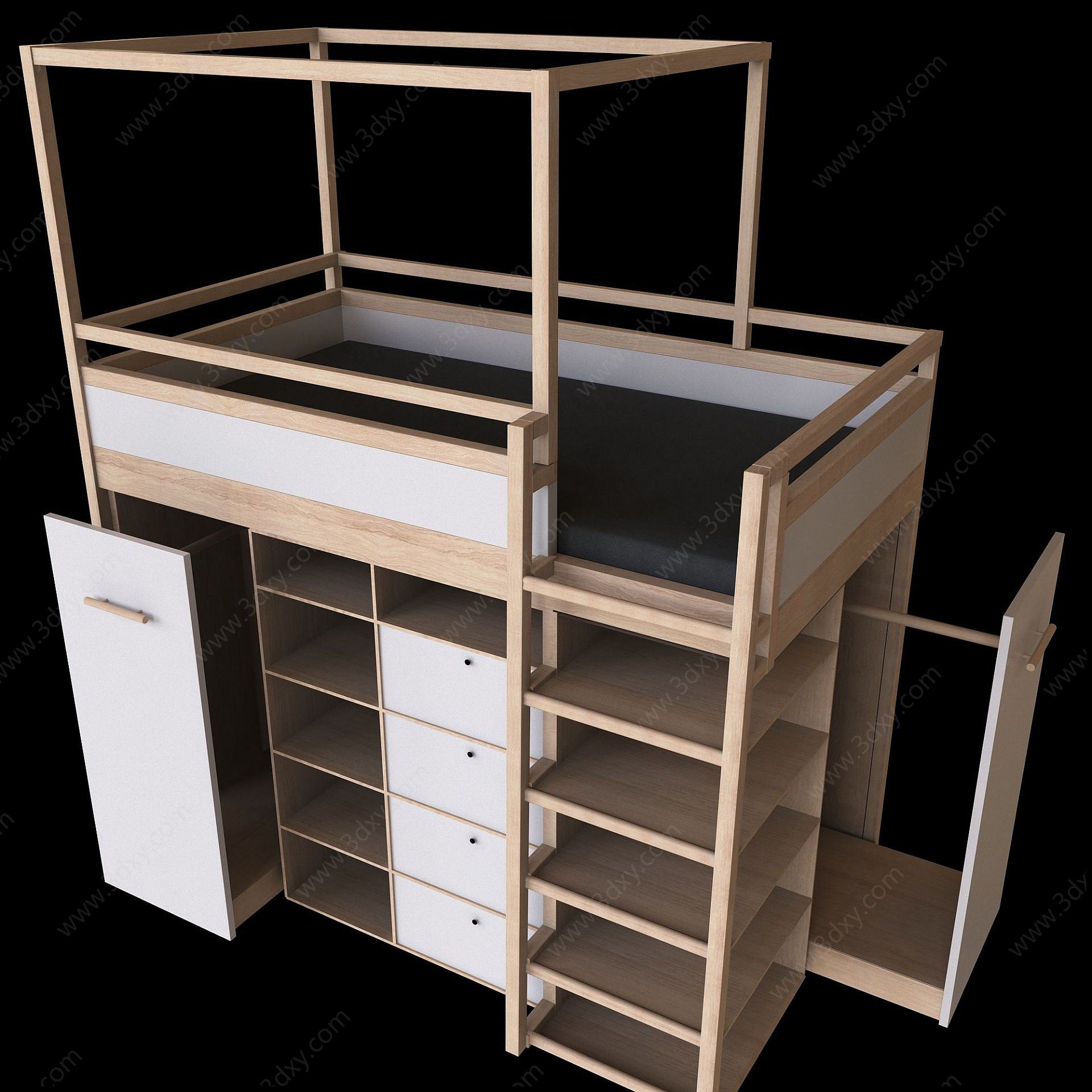 储物床3D模型