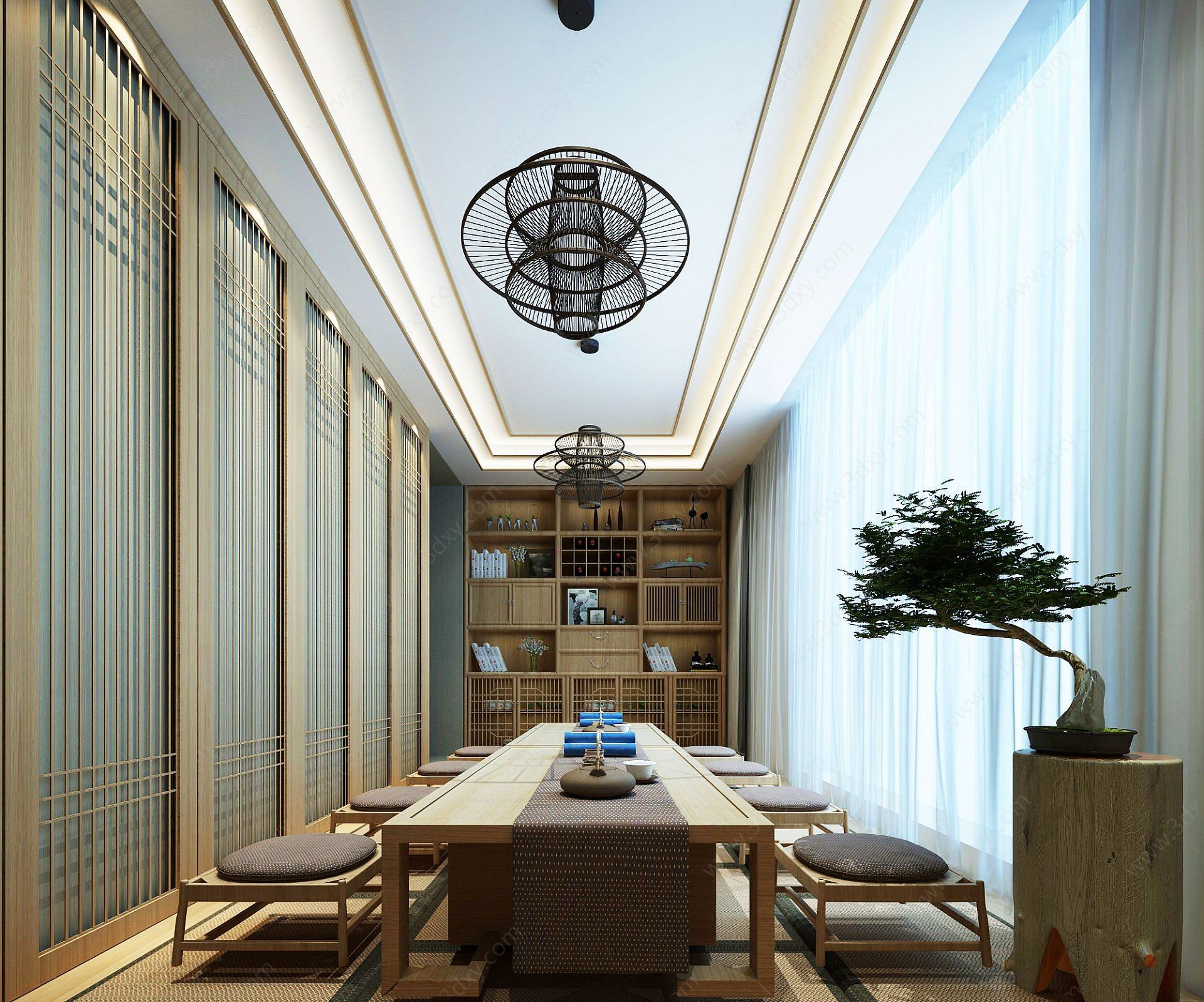 新中式,风格茶室3D模型