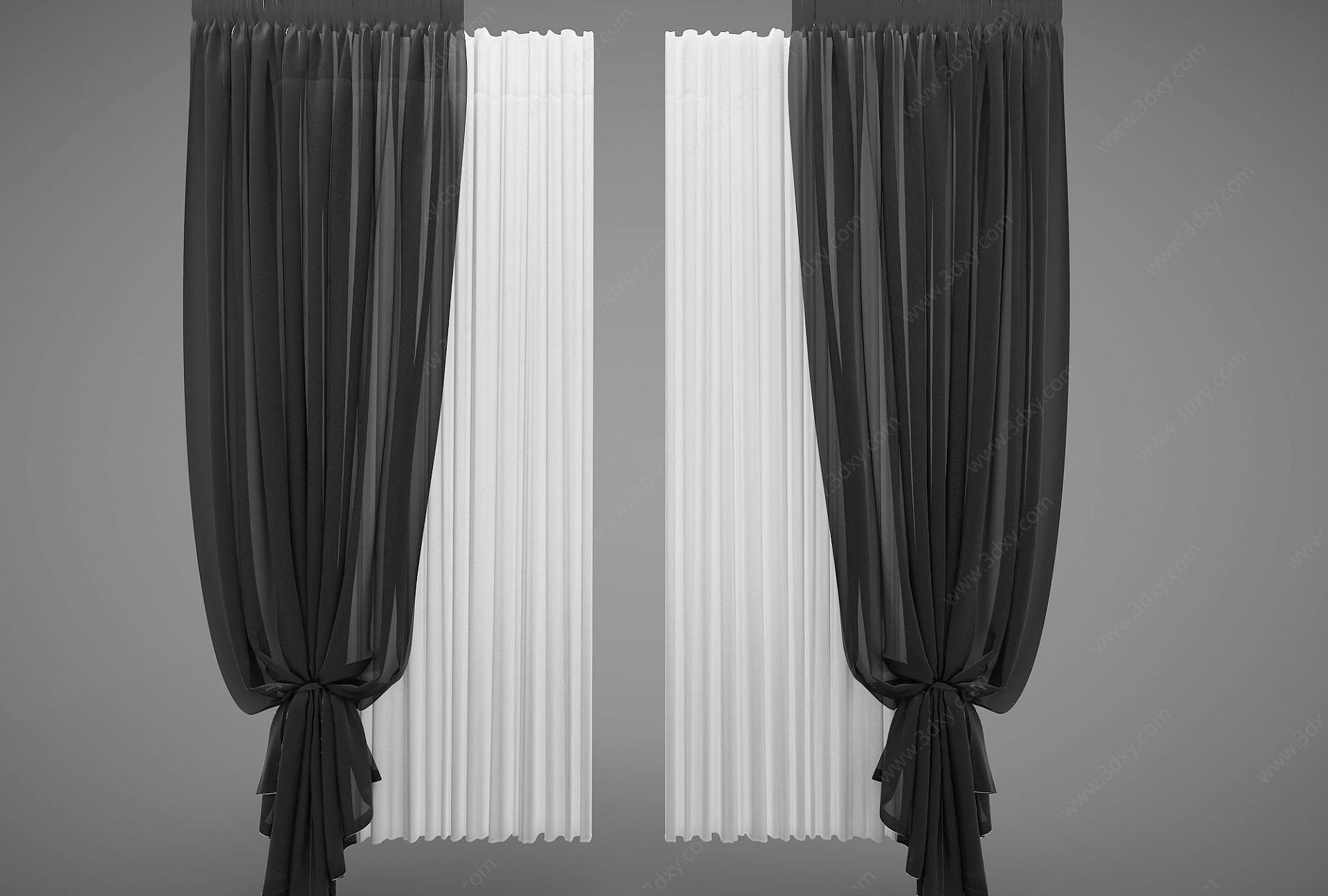 现代风格窗帘3D模型