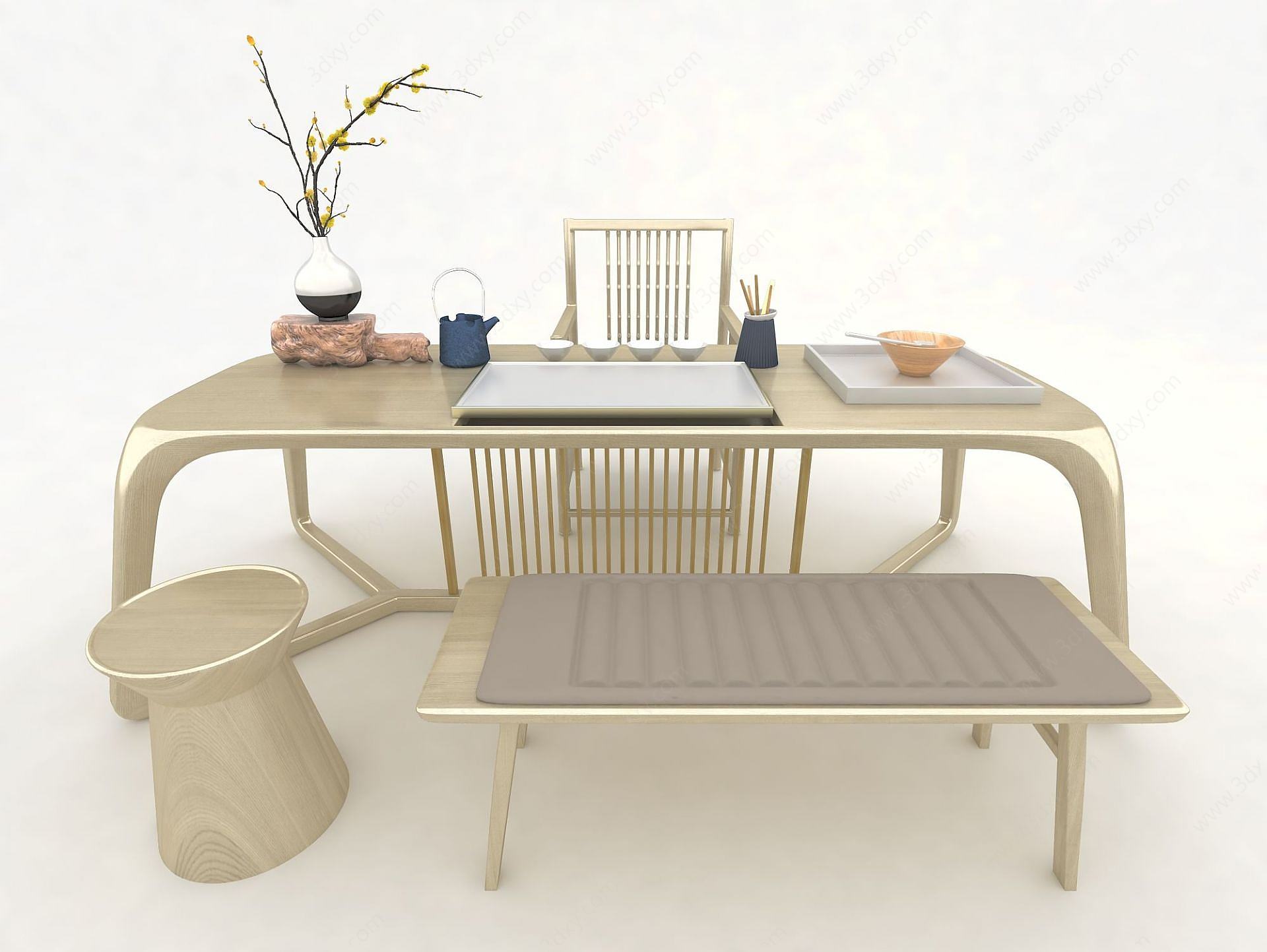 茶桌椅3D模型