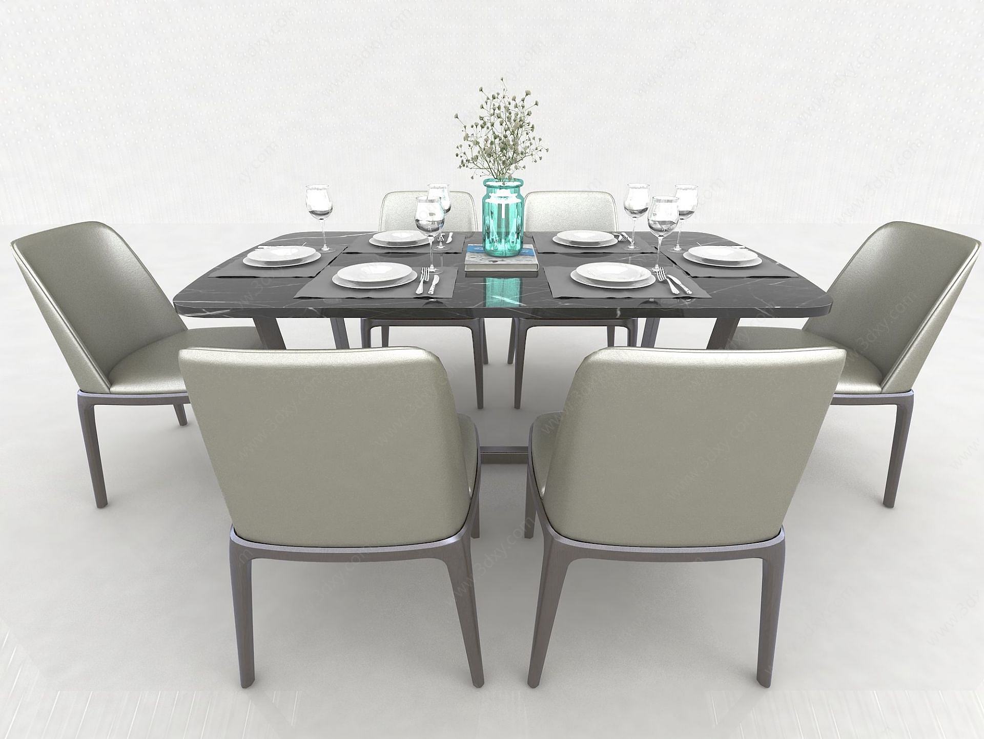 欧式风格餐桌椅3D模型
