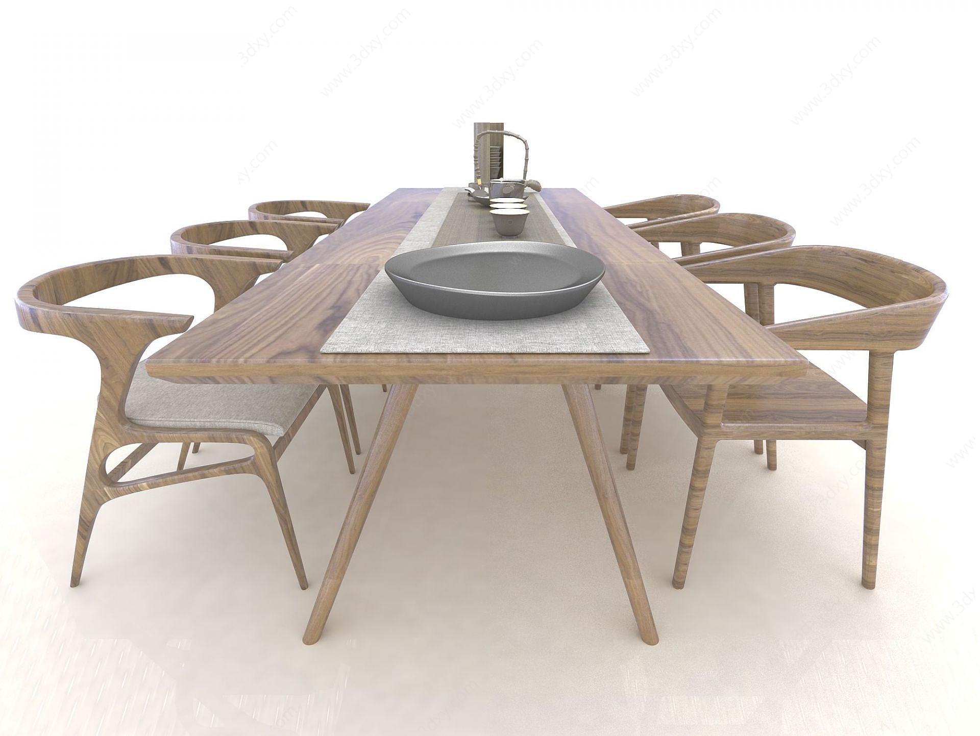 现代风格茶桌椅3D模型
