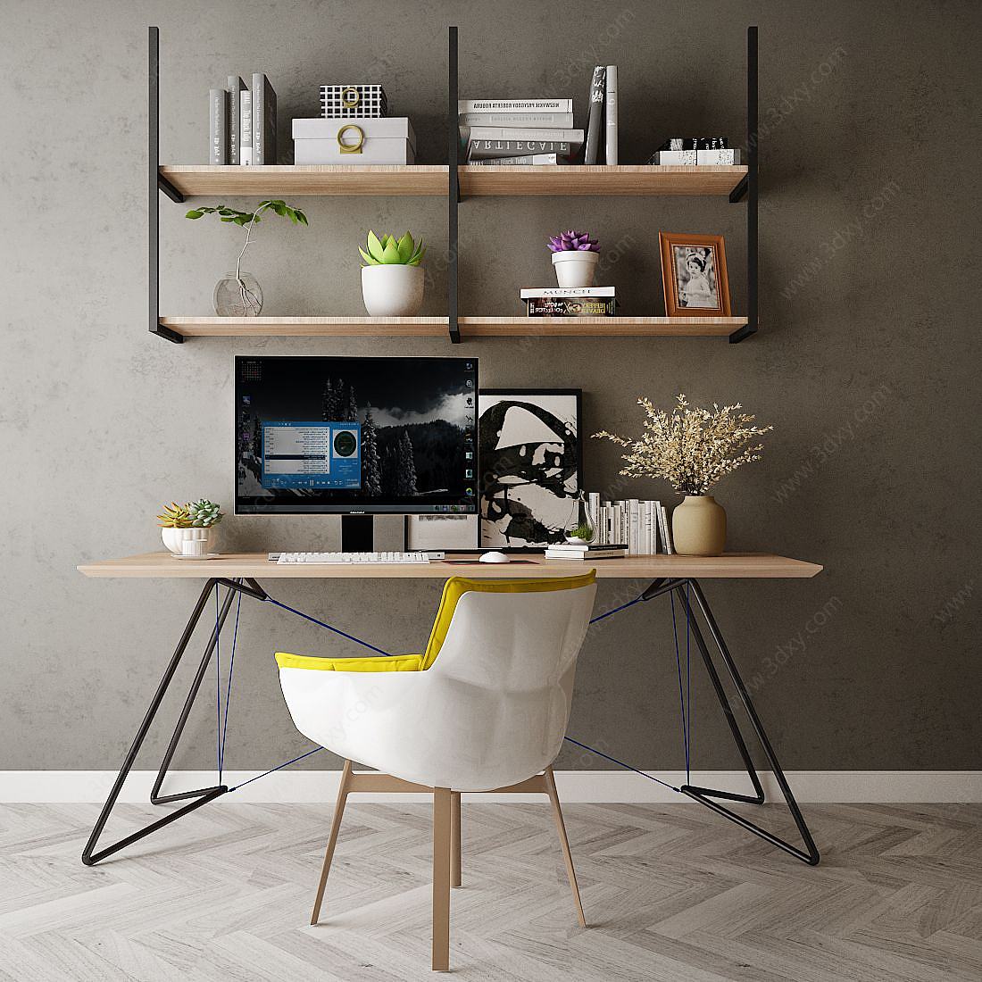 家具饰品组合办公桌3D模型