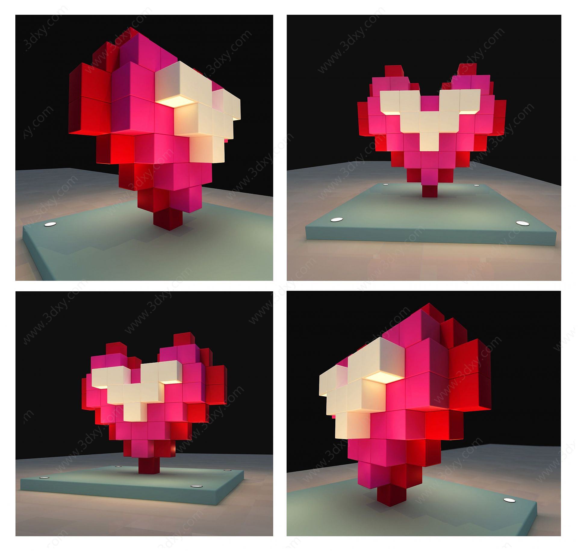 心形方格装饰物3D模型
